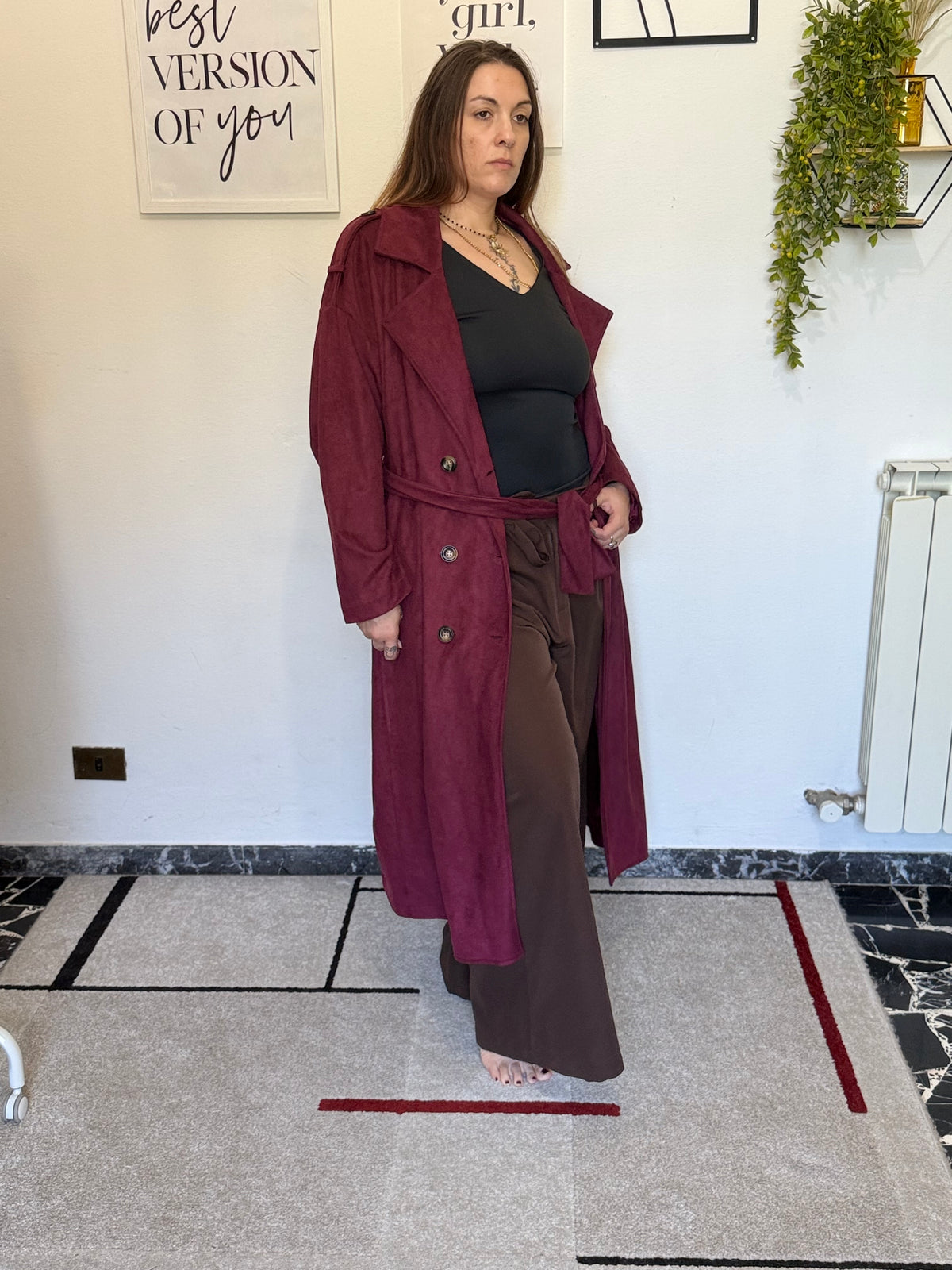 Trench Curvy Lungo con Fusciacca