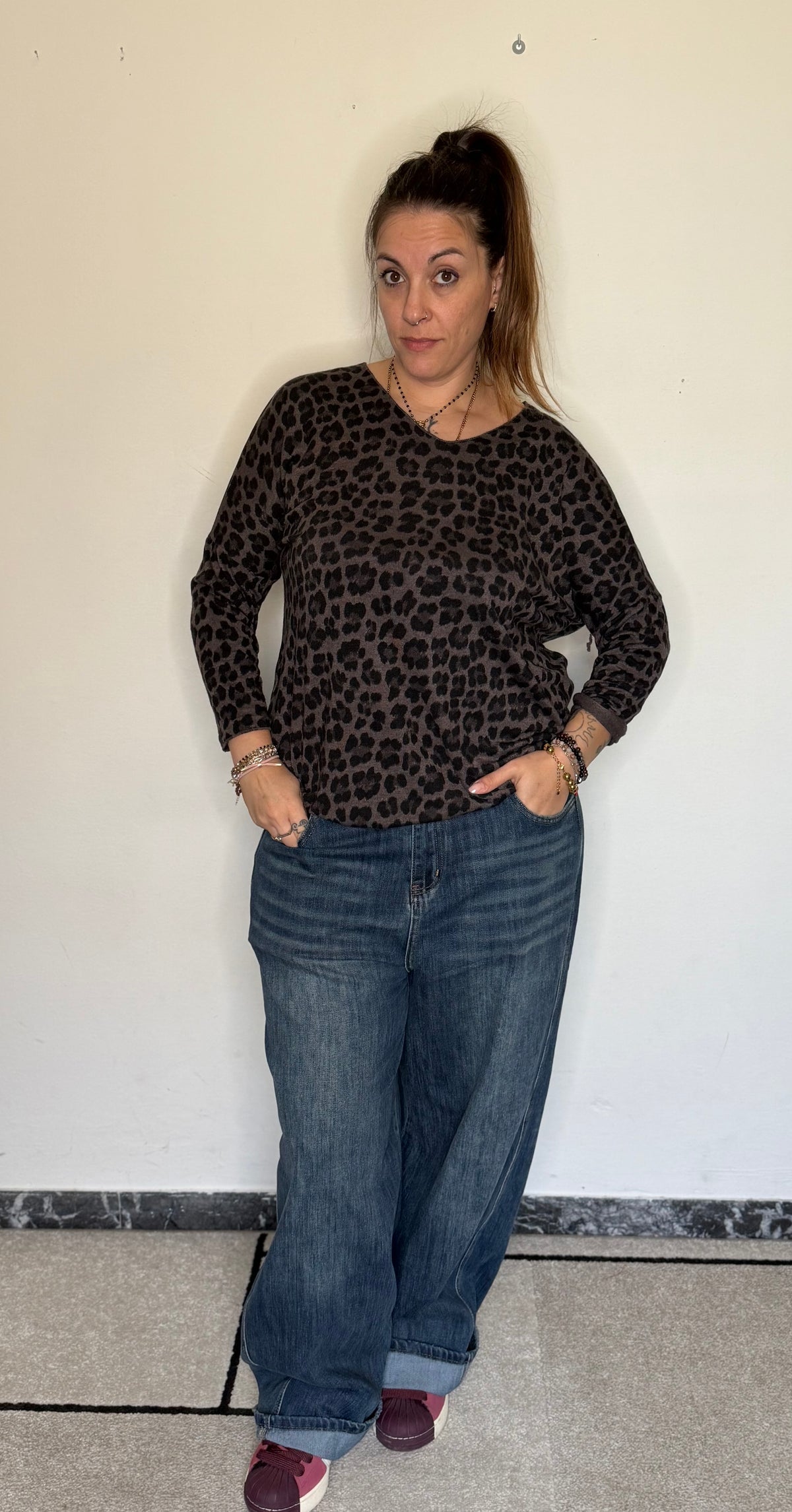 Maglia basic chic zebrata