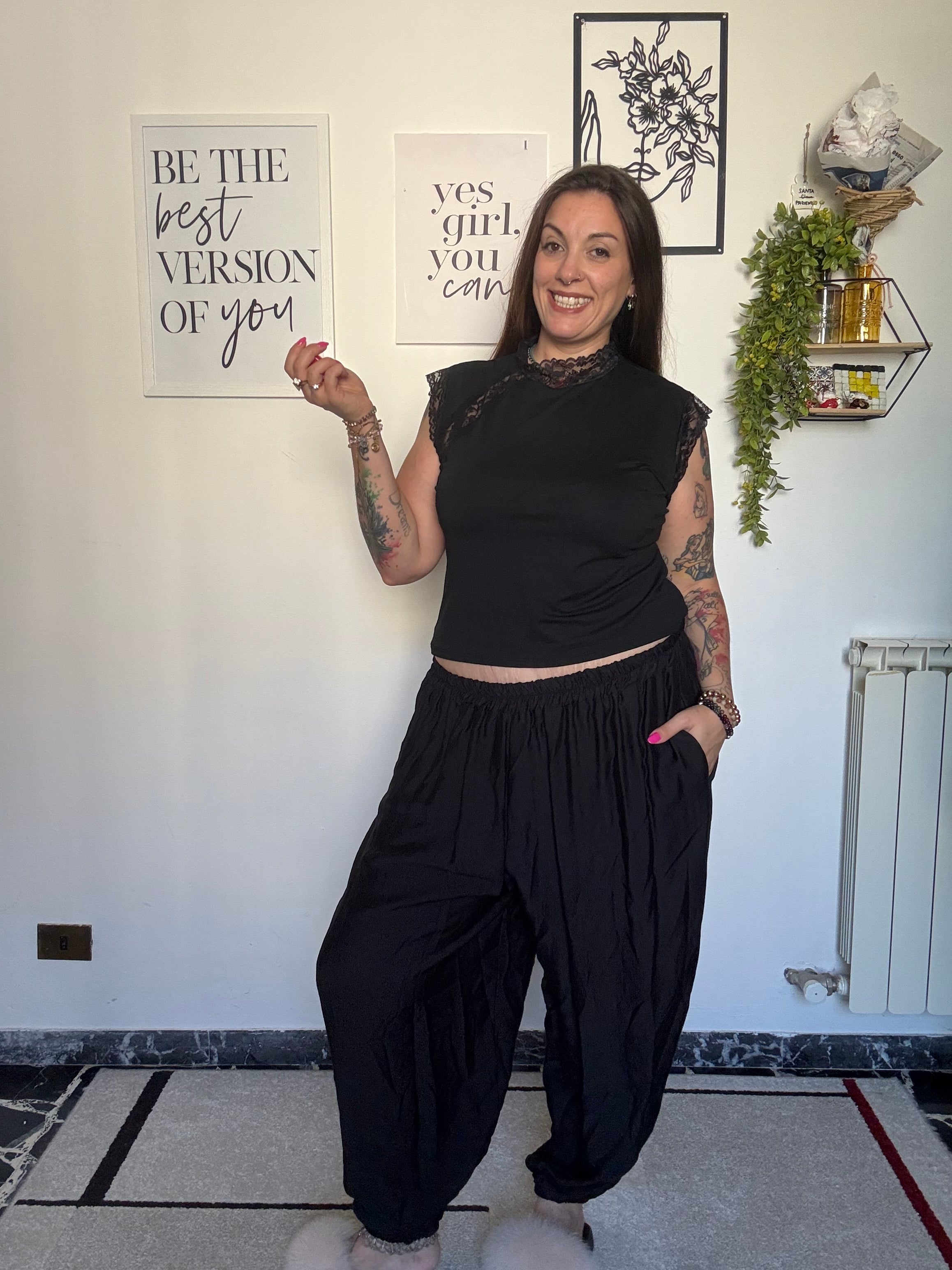 Pantalone Curvy con Elastico alla Caviglia