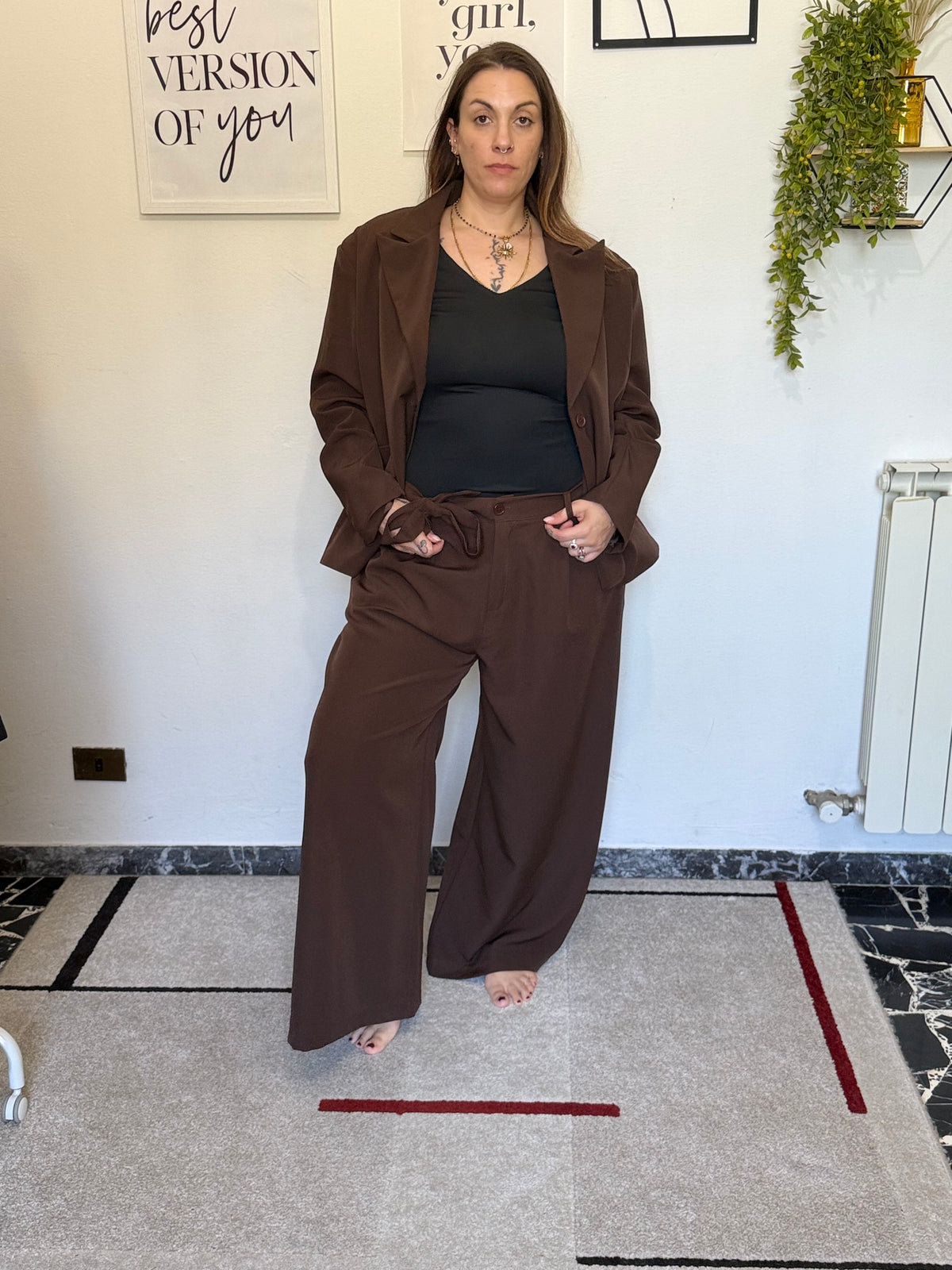 Blazer Curvy Monopetto con Manica Arricciata
