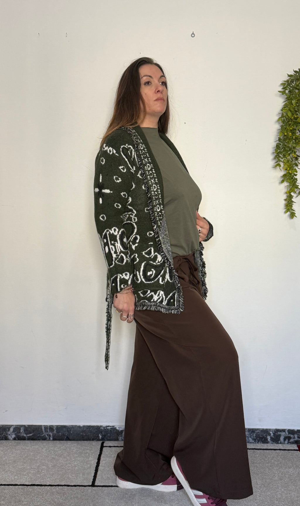 Cardigan "Indianino Folk" con Frange & Cintura