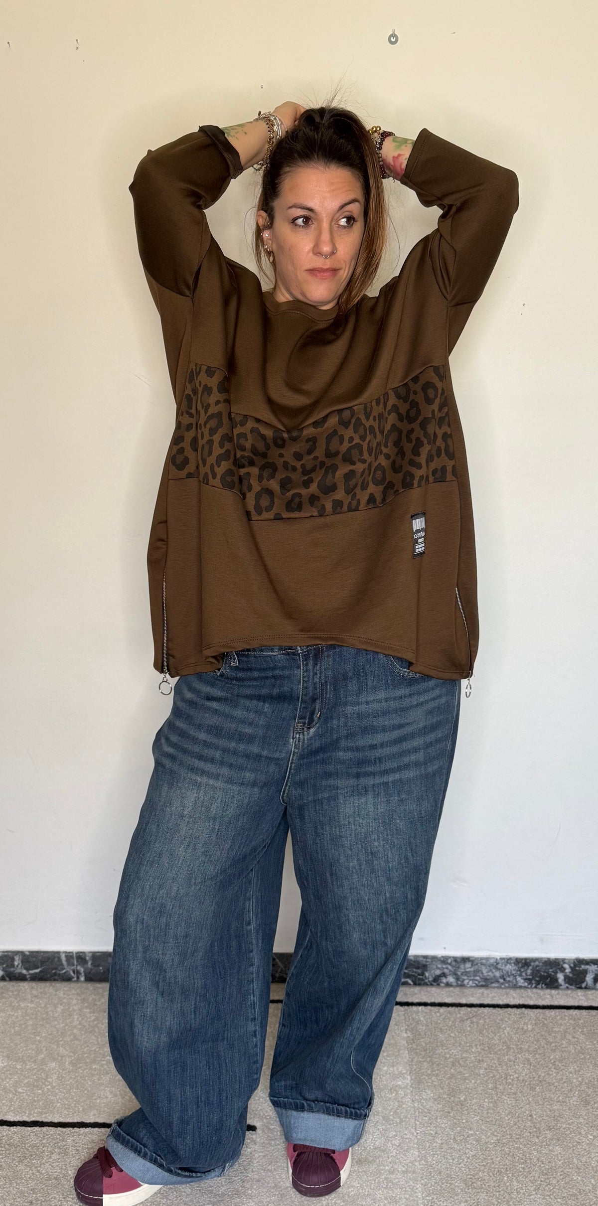 Maxi Pullover Over con zip laterale