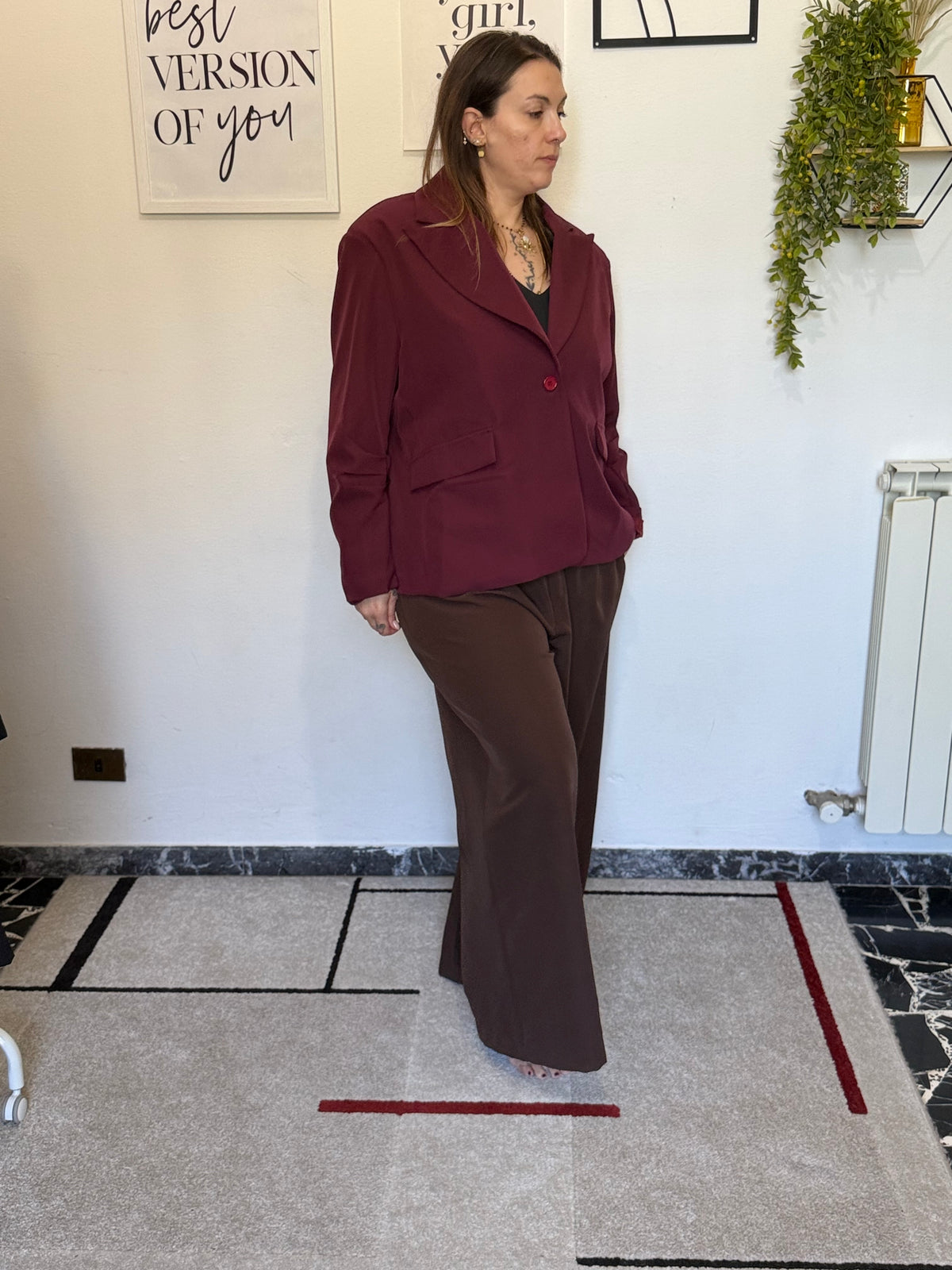 Blazer Curvy Monopetto con Manica Arricciata