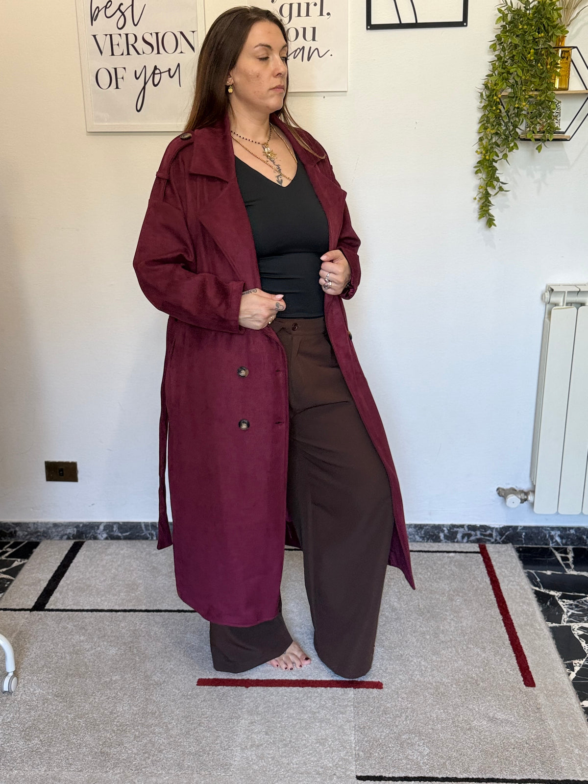 Trench Curvy Lungo con Fusciacca