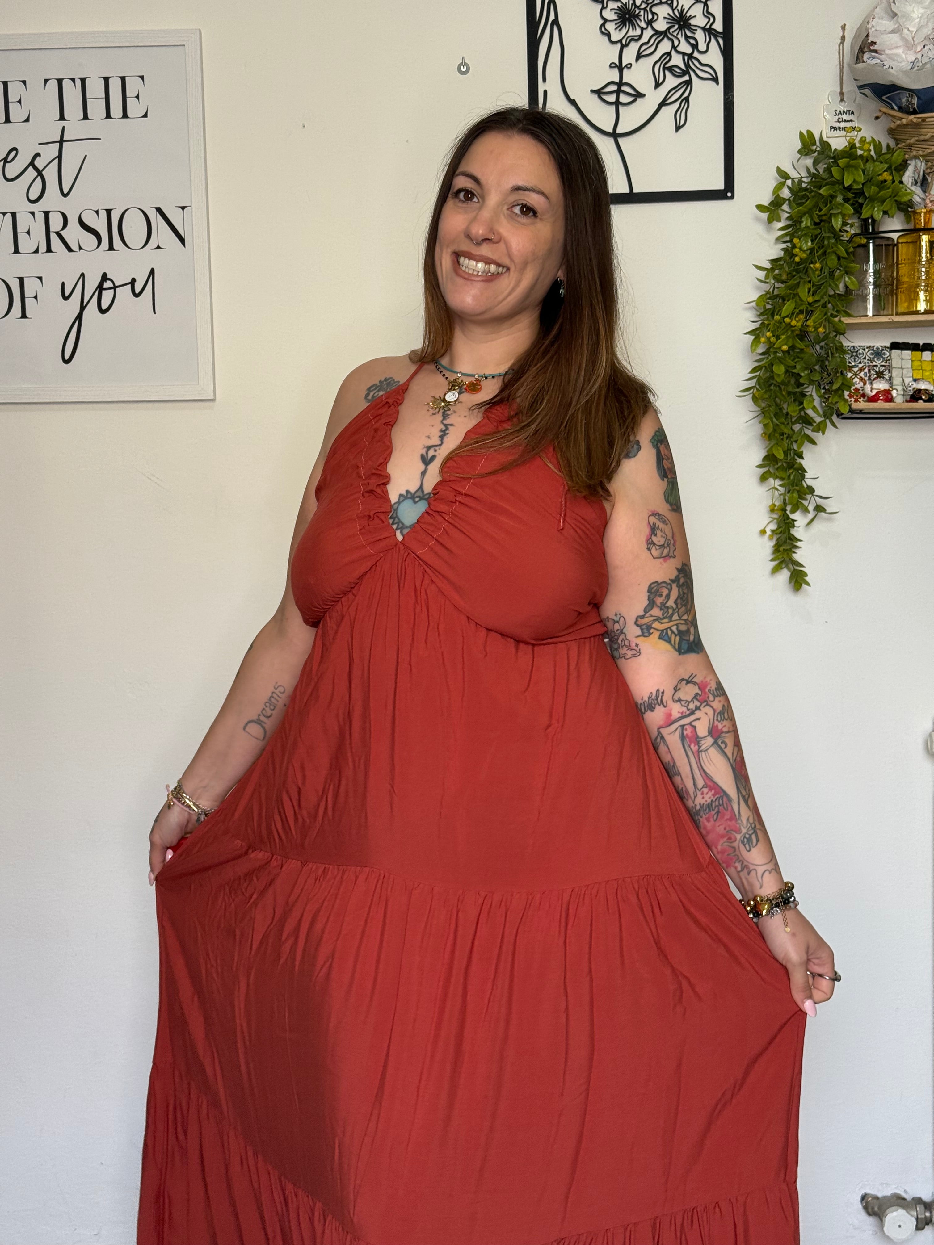 Abito Lungo Curvy Arricciato
