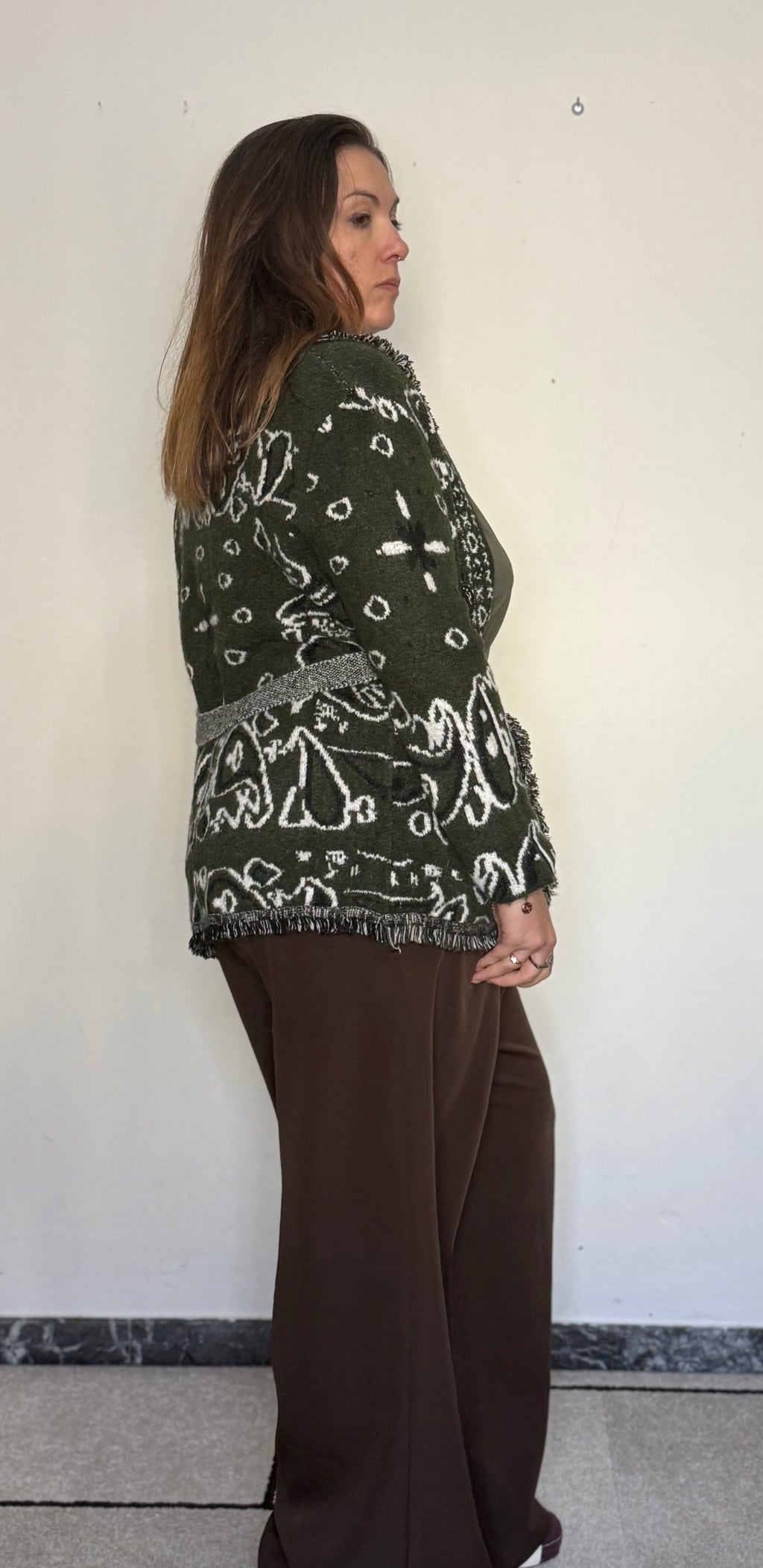 Cardigan "Indianino Folk" con Frange & Cintura