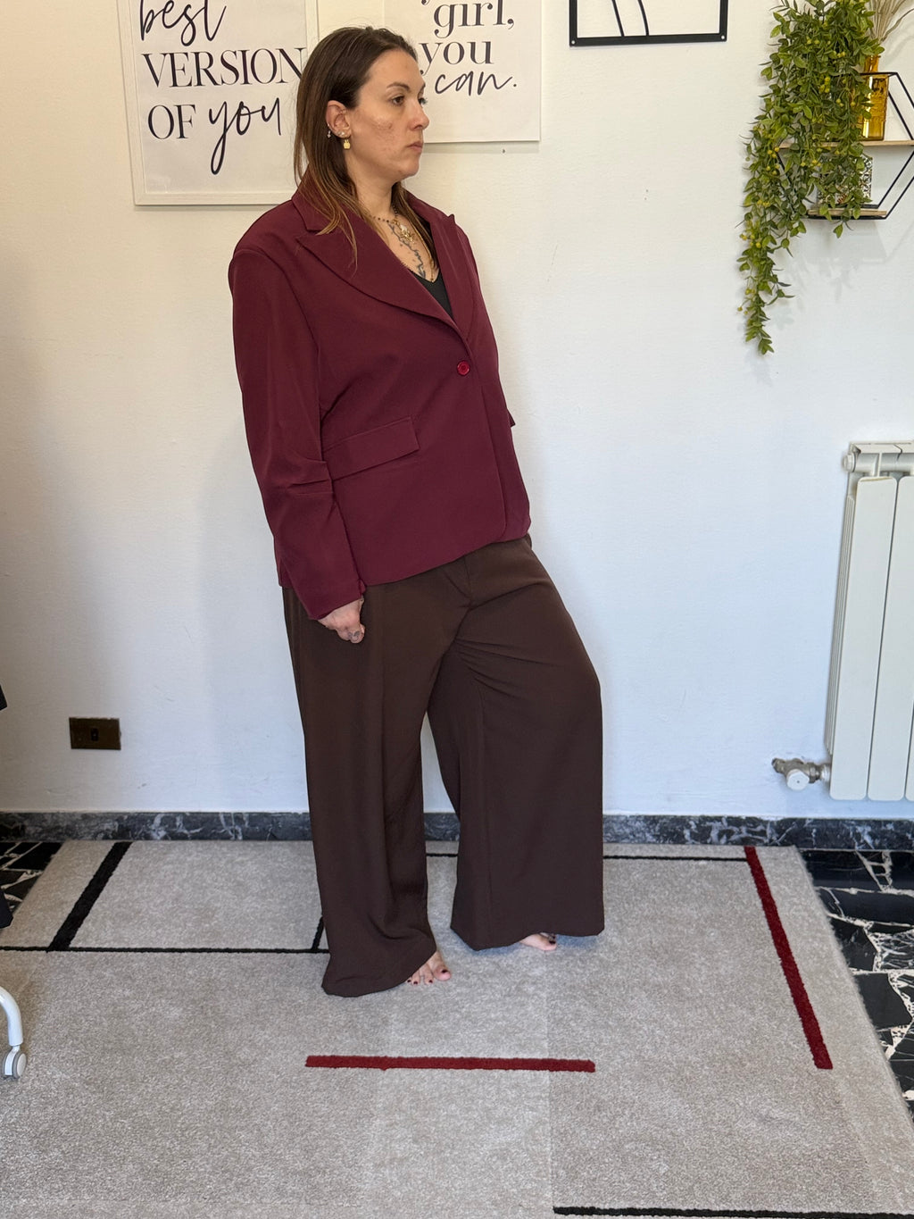 Blazer Curvy Monopetto con Manica Arricciata