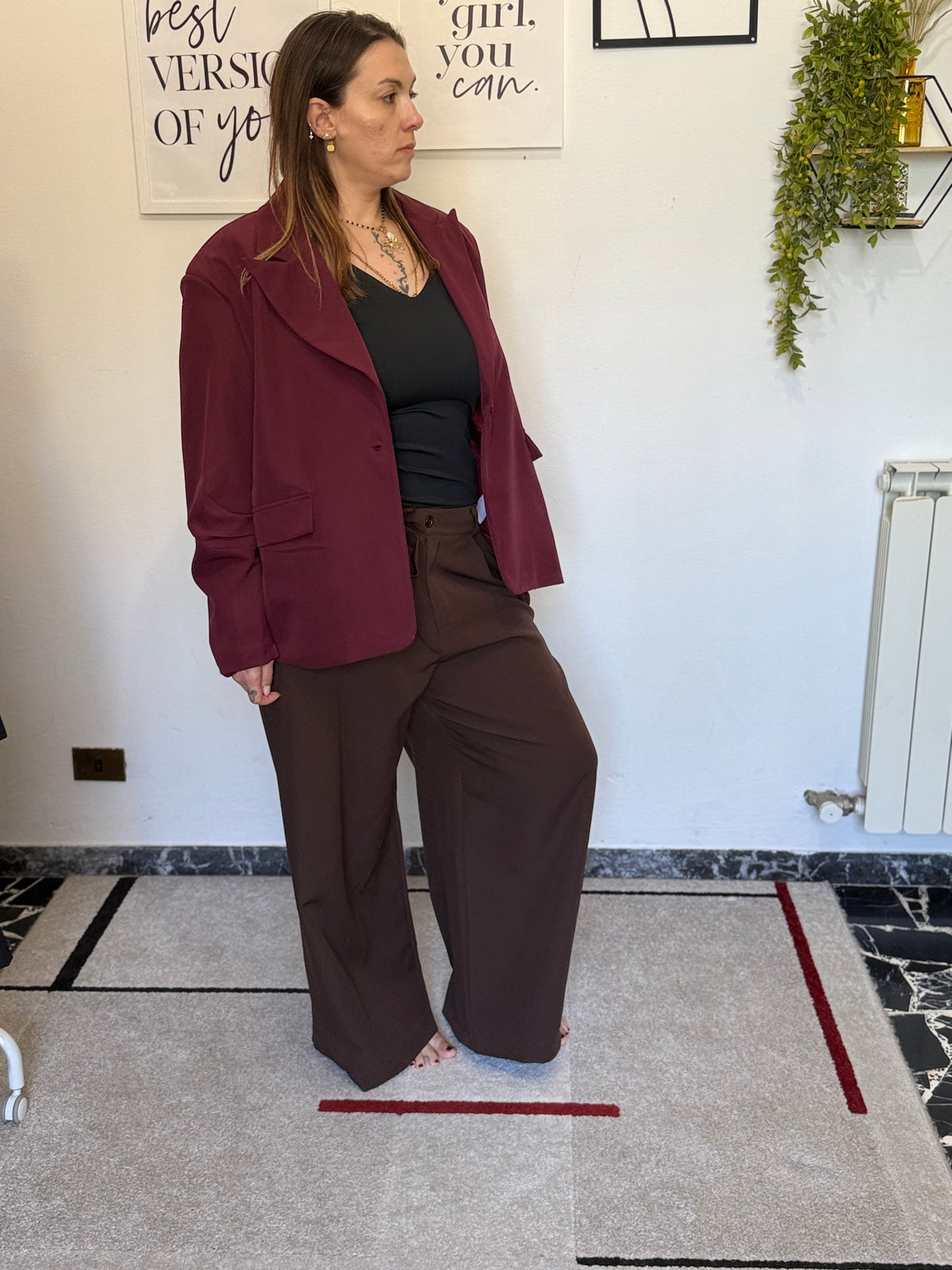 Blazer Curvy Monopetto con Manica Arricciata