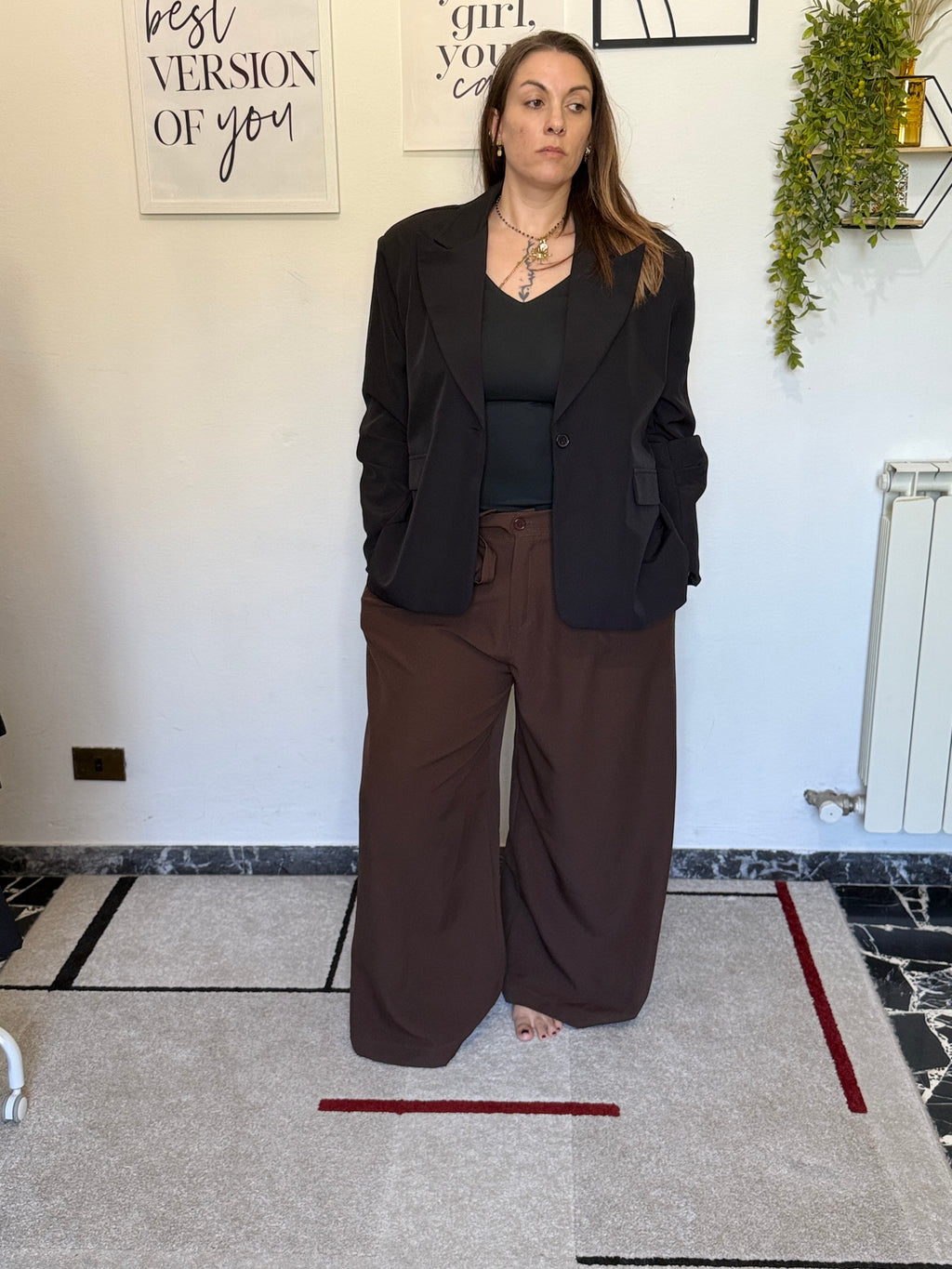 Blazer Curvy Monopetto con Manica Arricciata