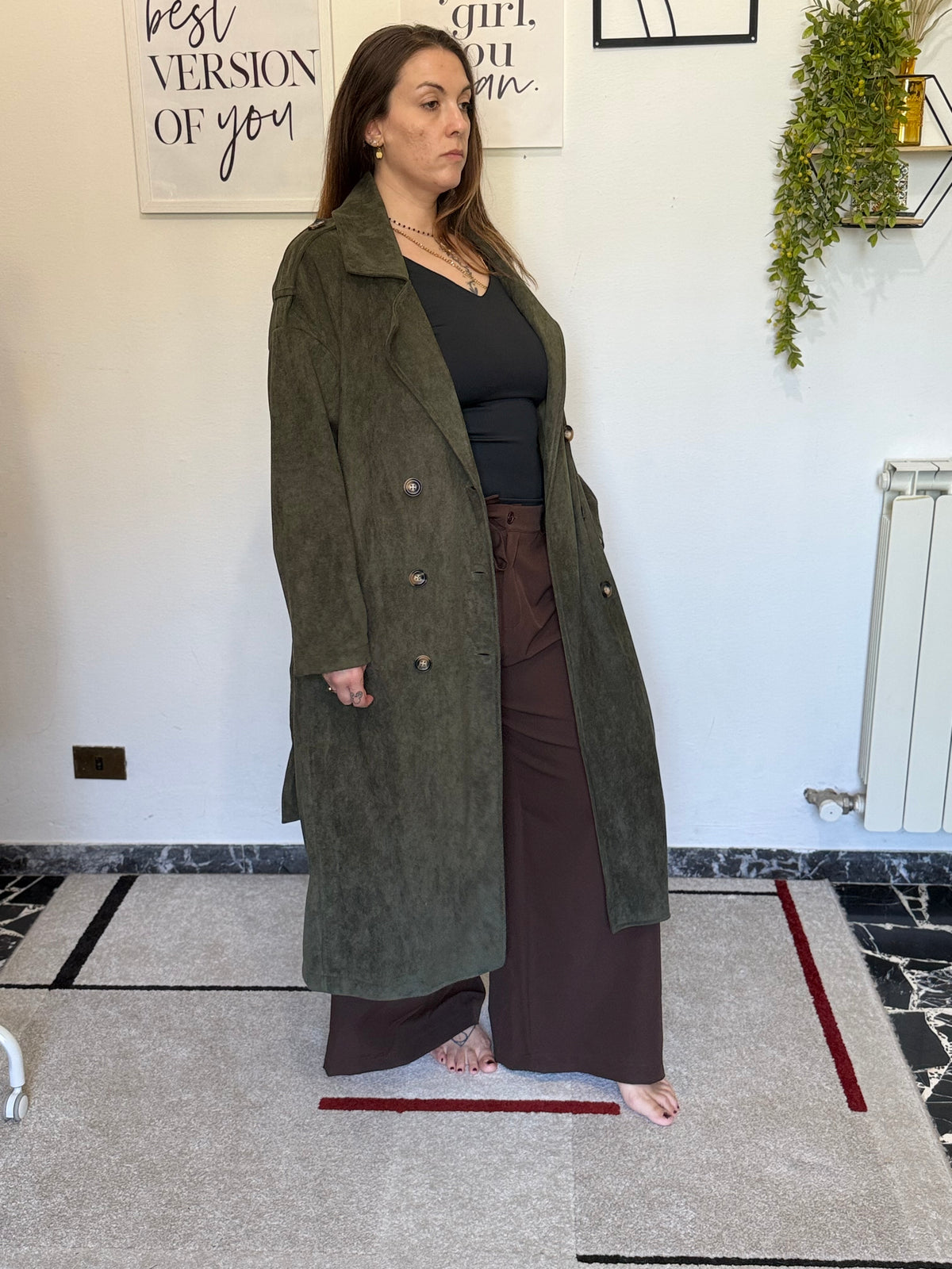 Trench Curvy Lungo con Fusciacca