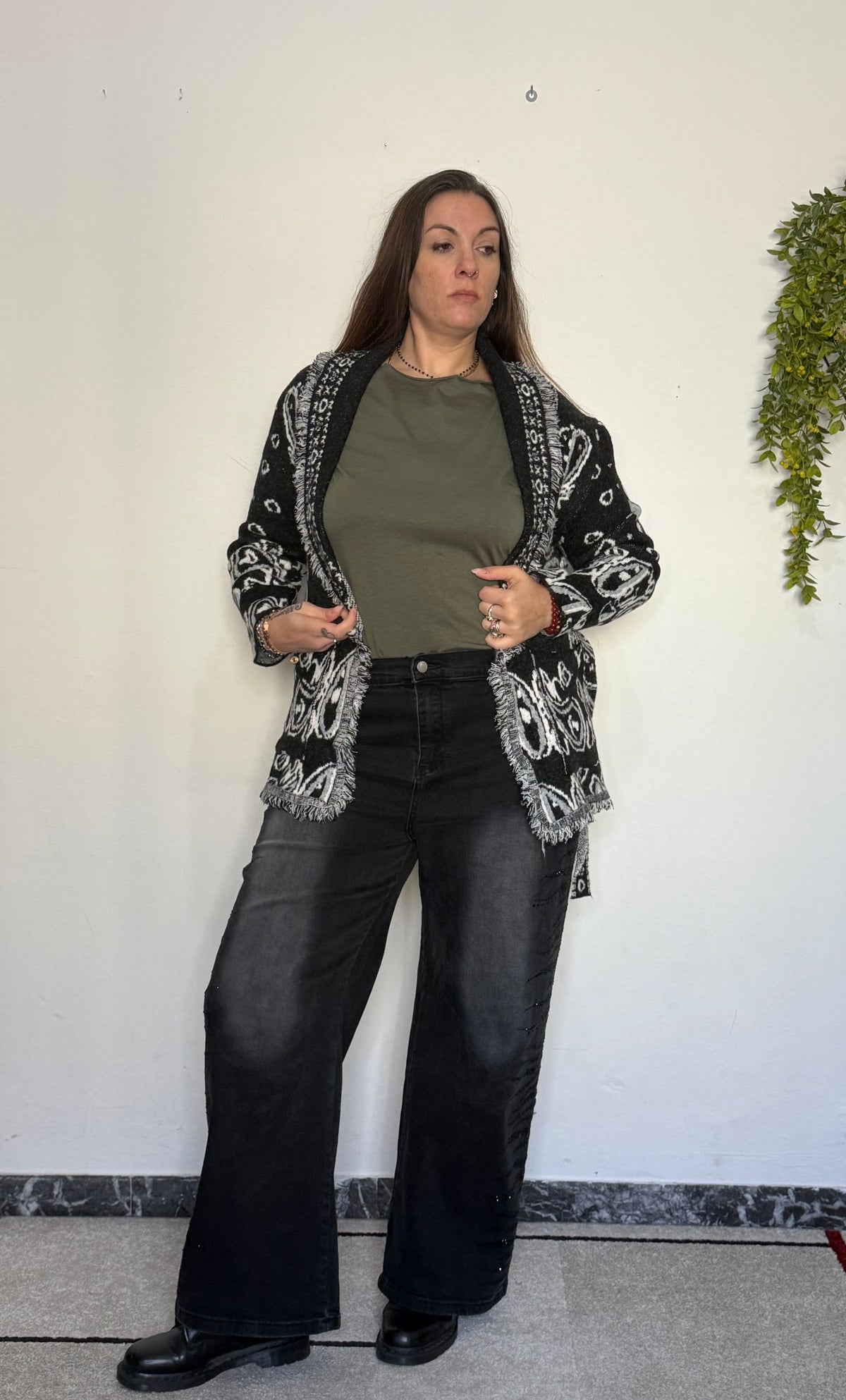 Cardigan "Indianino Folk" con Frange & Cintura