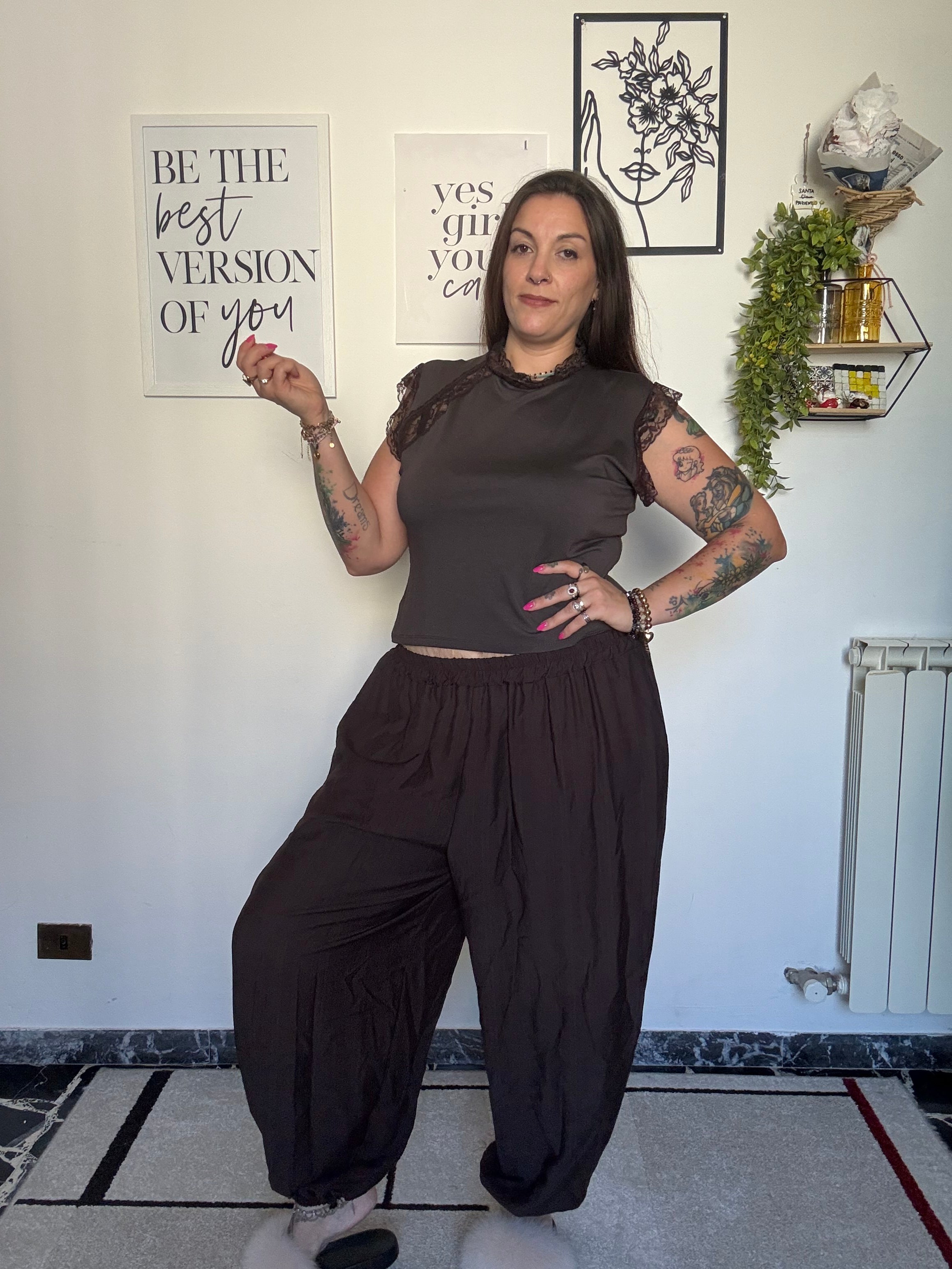 Pantalone Curvy con Elastico alla Caviglia