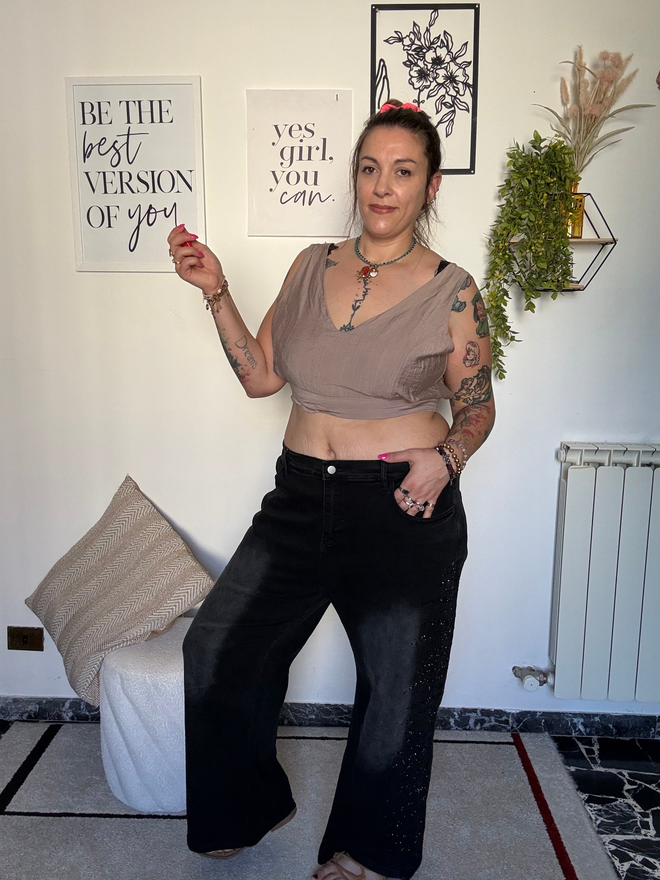 Jeans Curvy Nero con Brillantini (88)