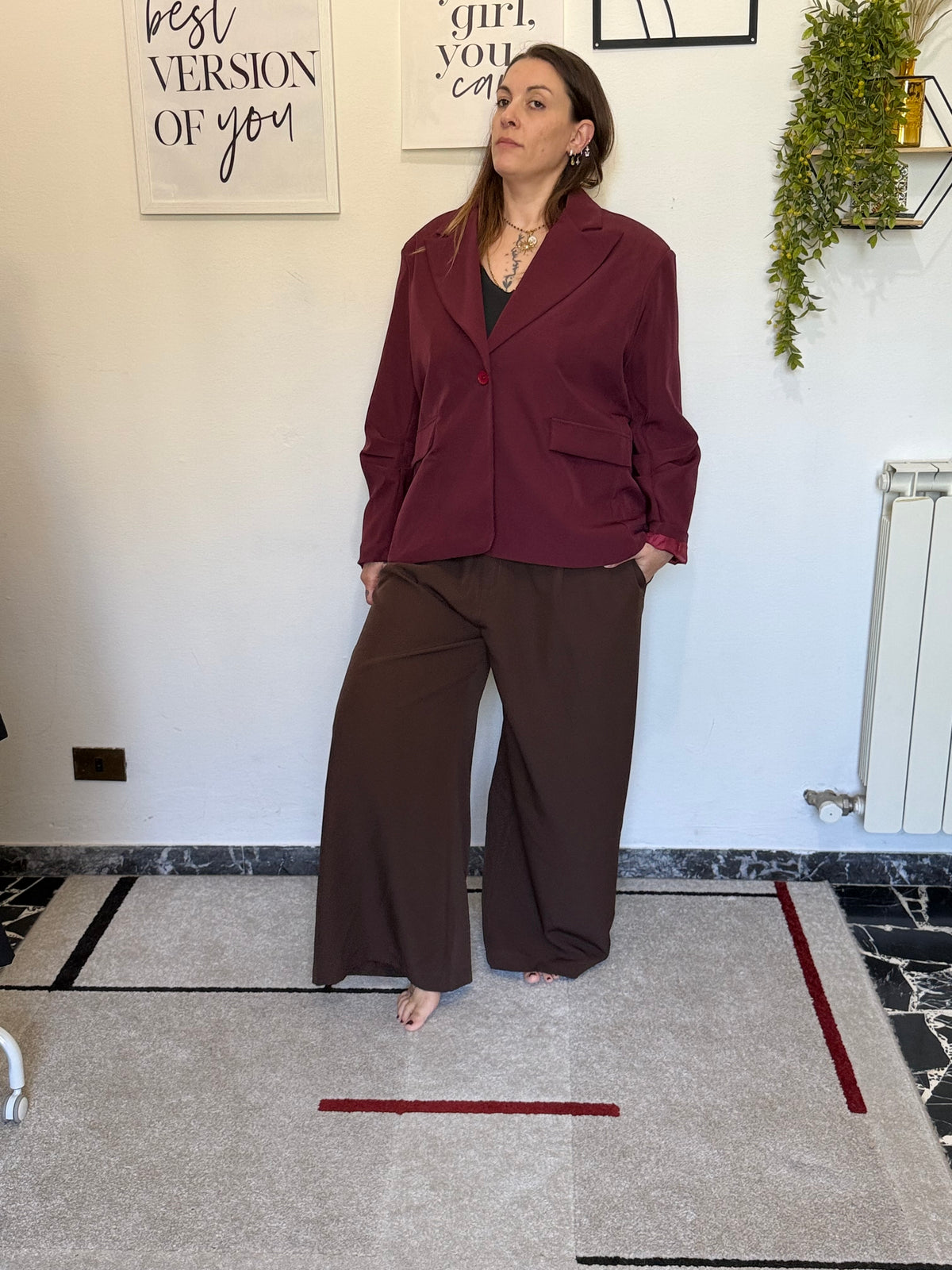 Blazer Curvy Monopetto con Manica Arricciata