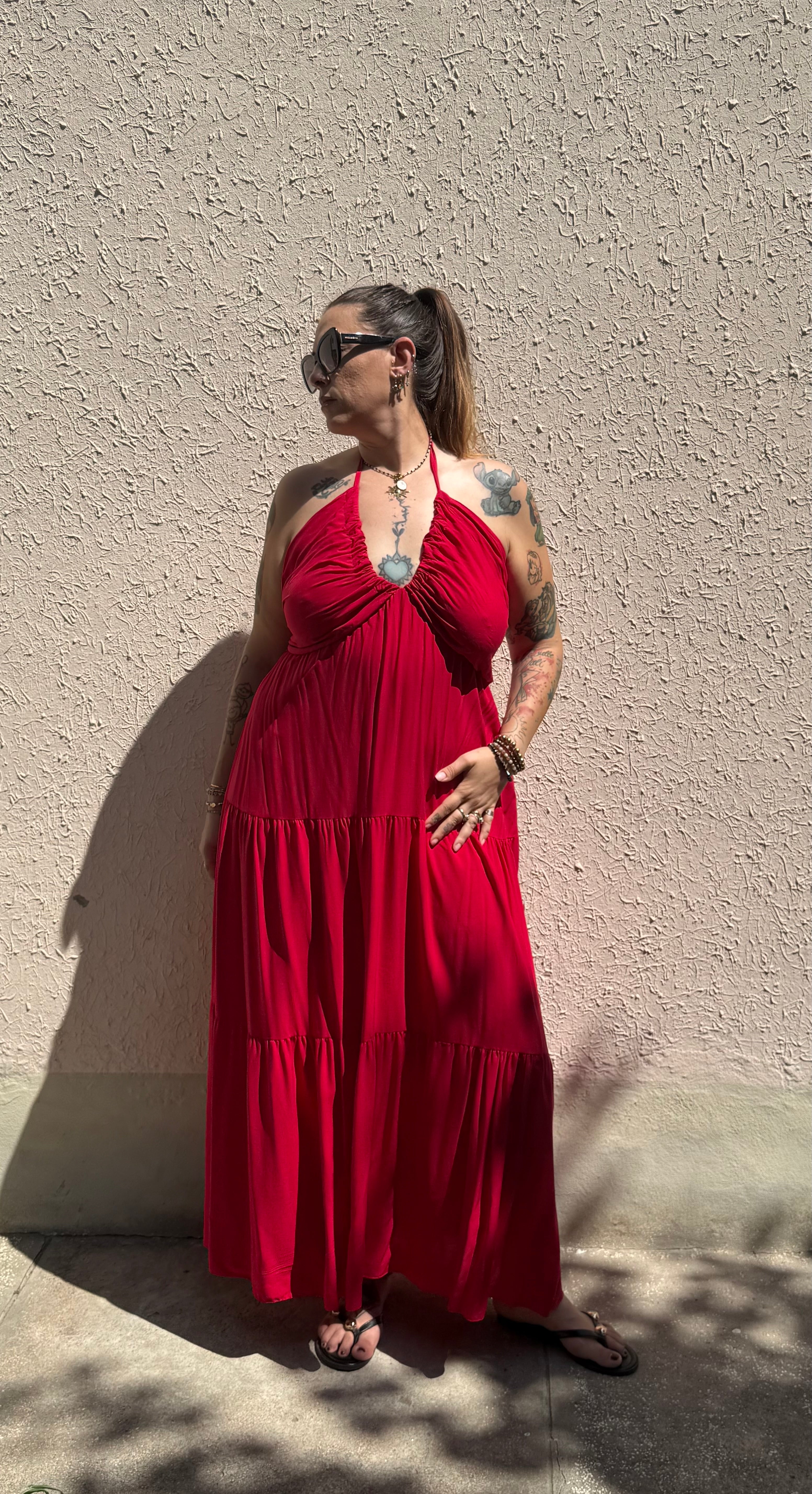Abito Lungo Curvy Arricciato