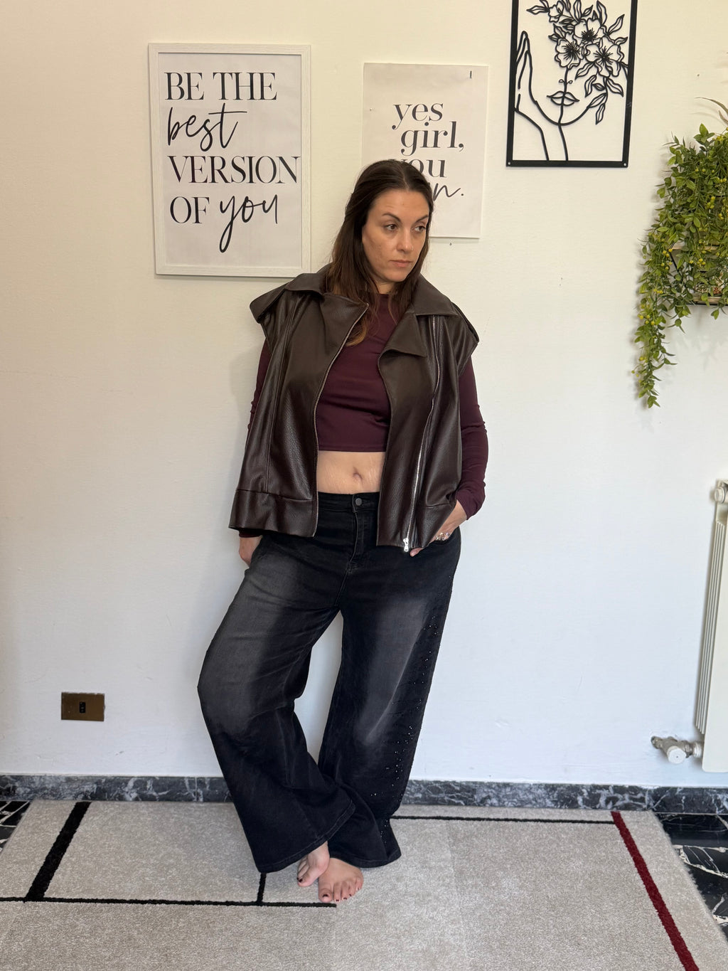 GILET BIKER IN ECOPELLE CURVY