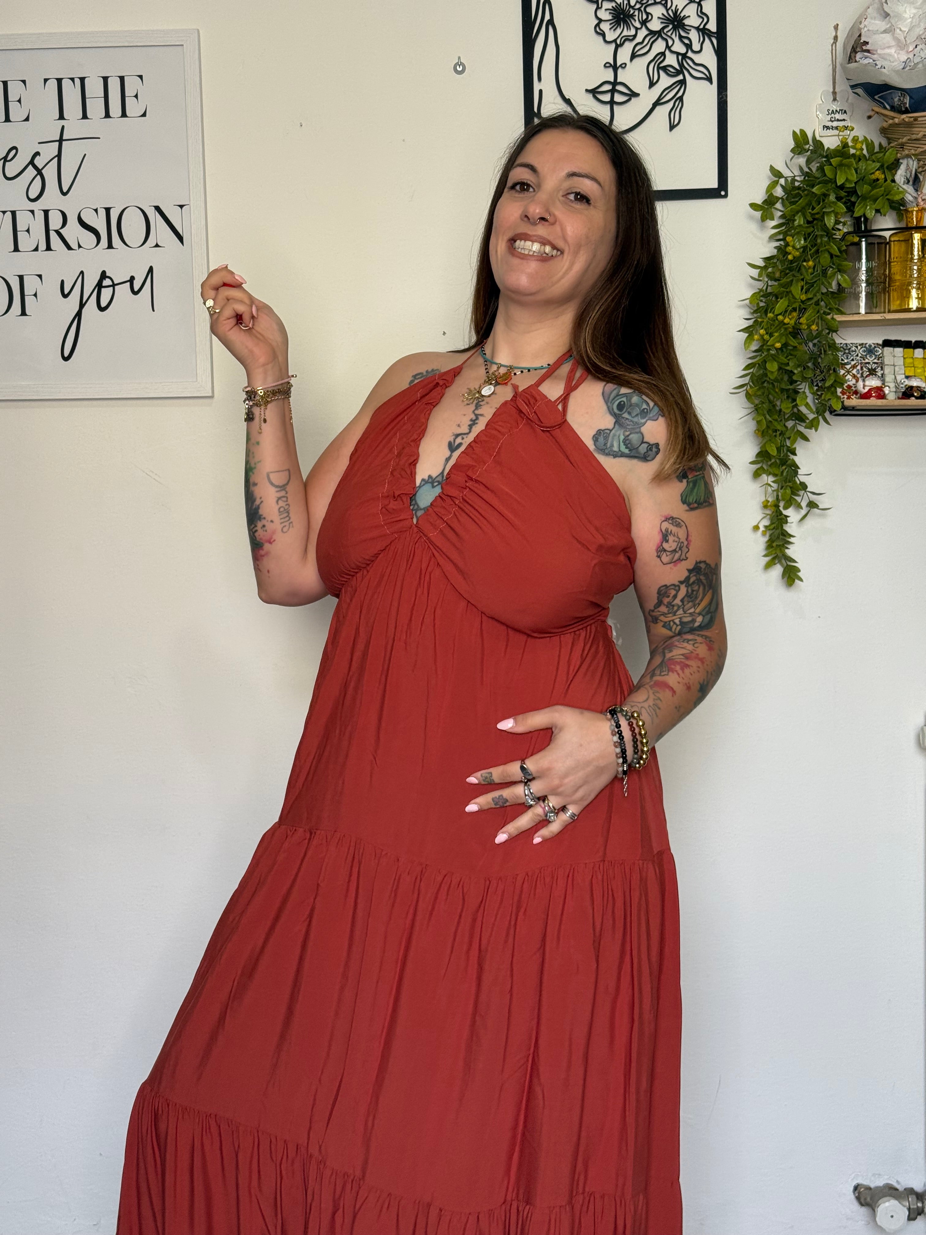 Abito Lungo Curvy Arricciato