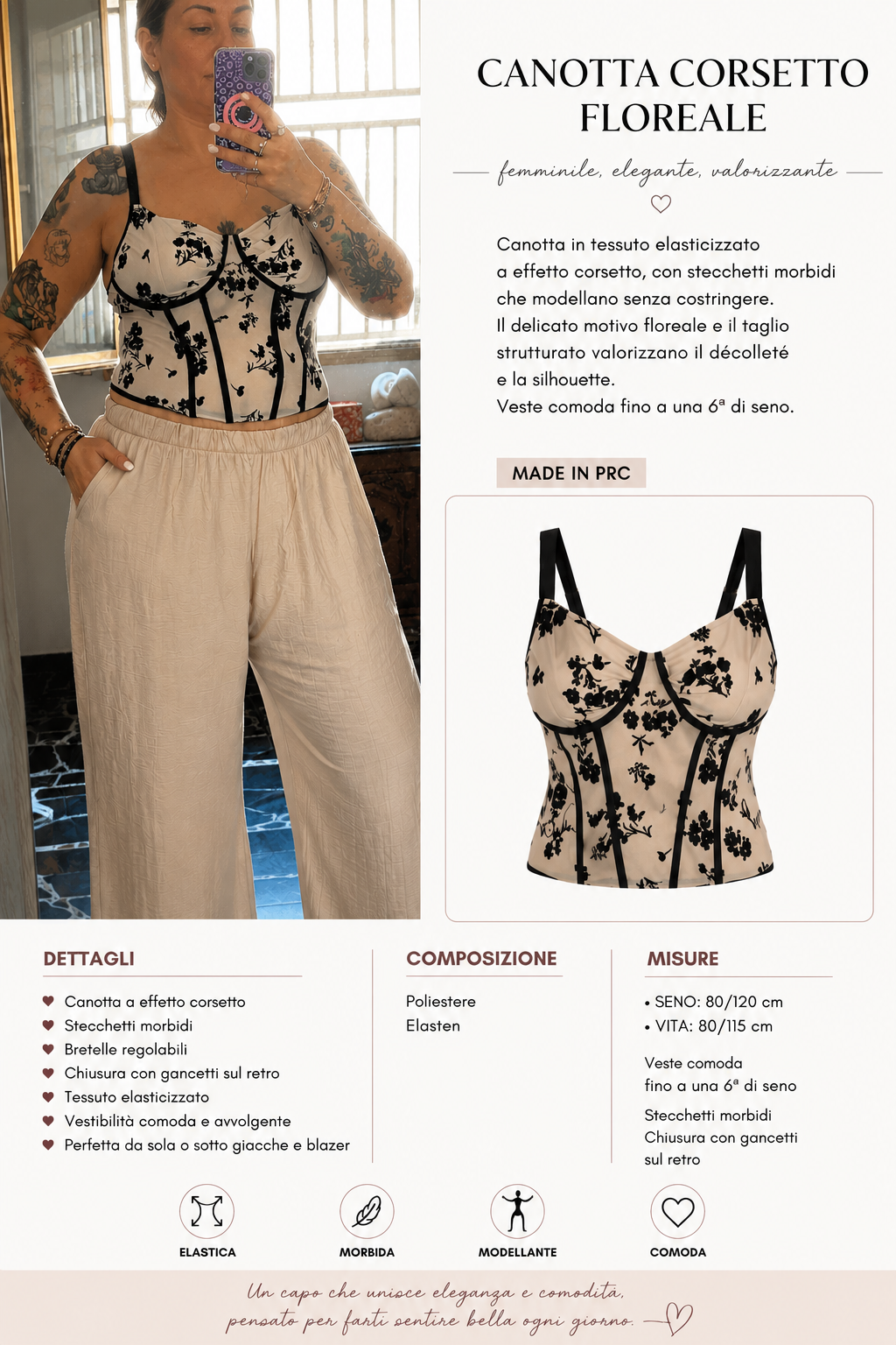 Corsetto curvy floreale