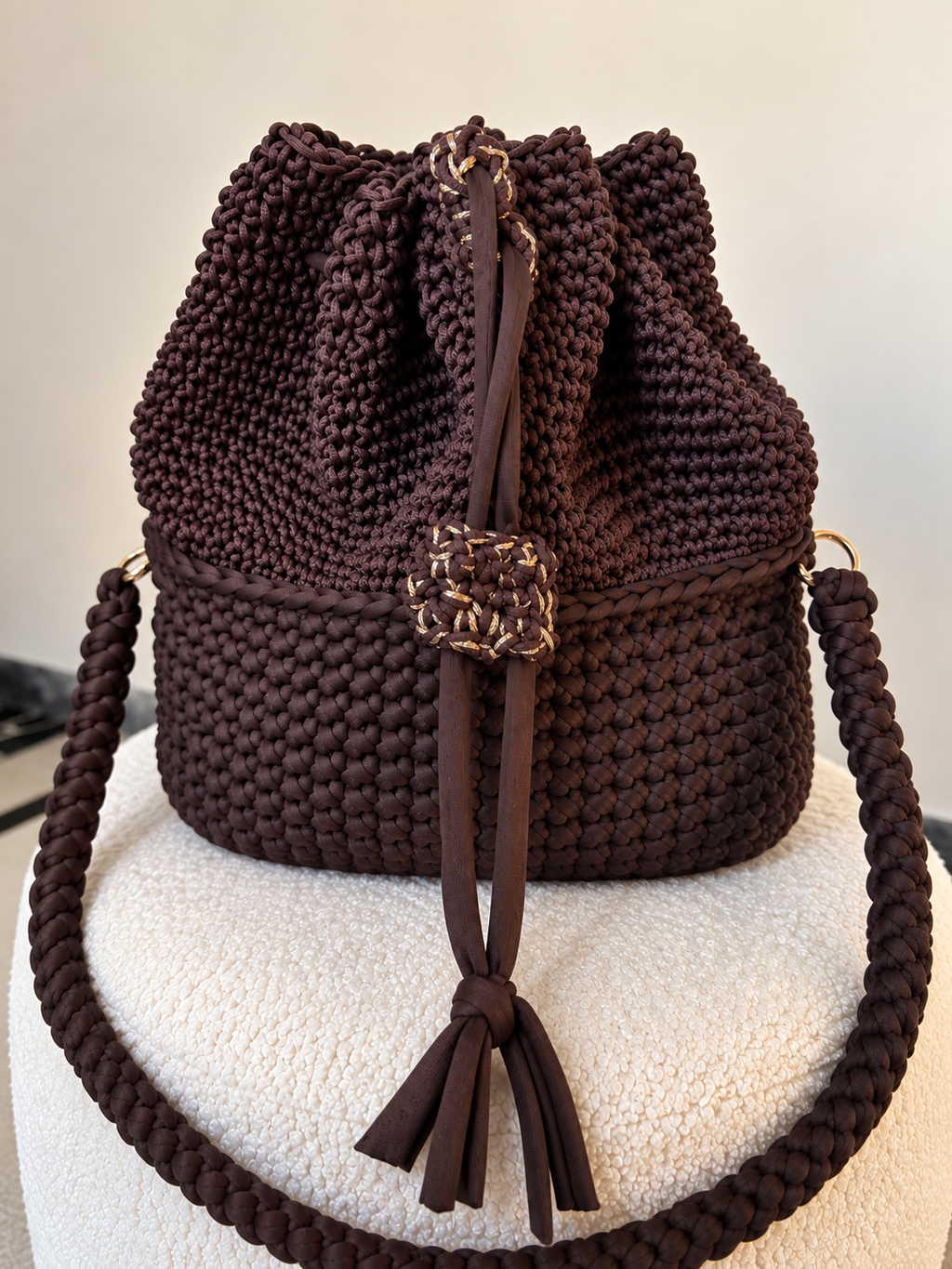 Borsa secchiello crochet doppia tessitura
