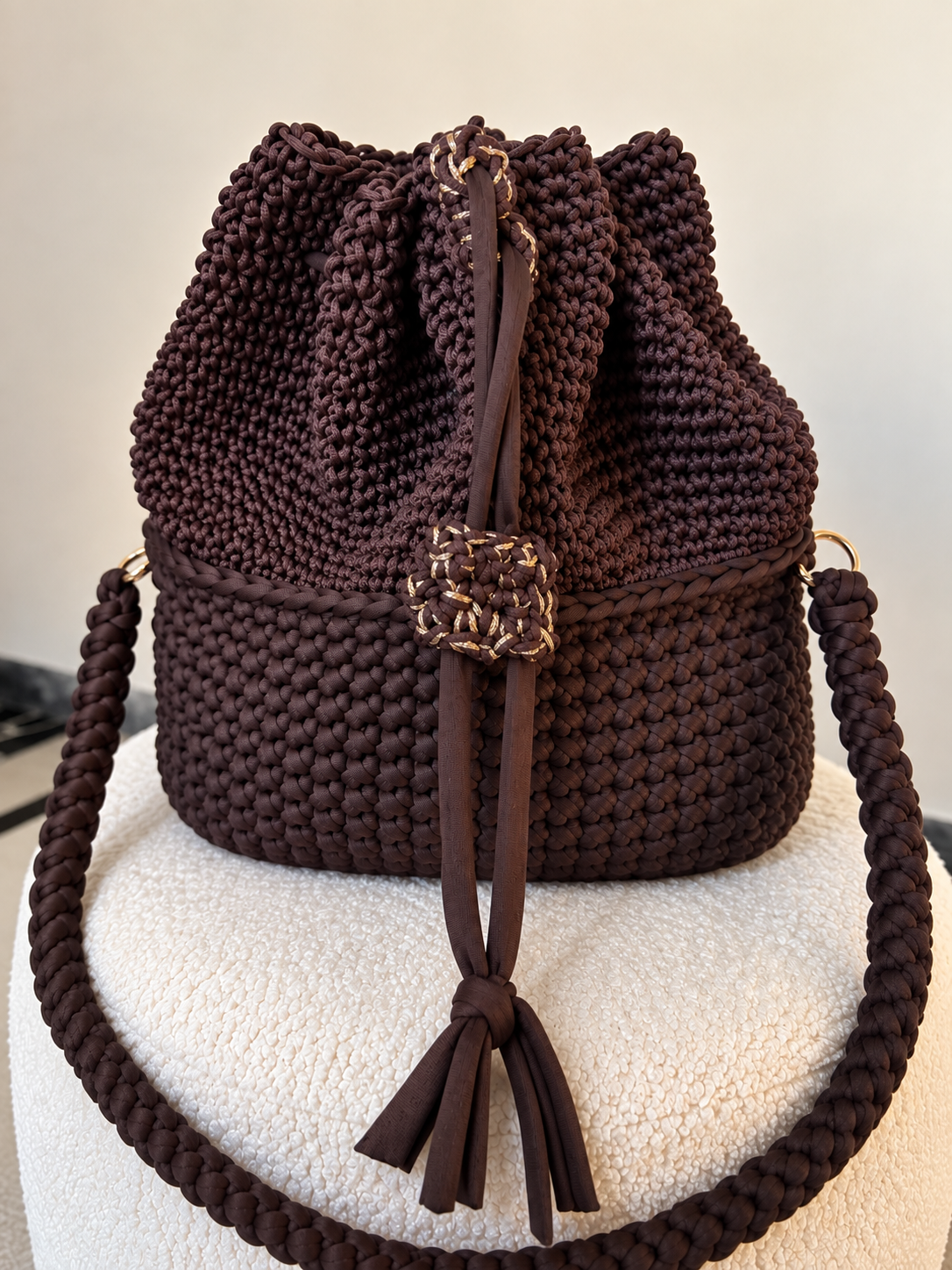 Borsa secchiello crochet doppia tessitura