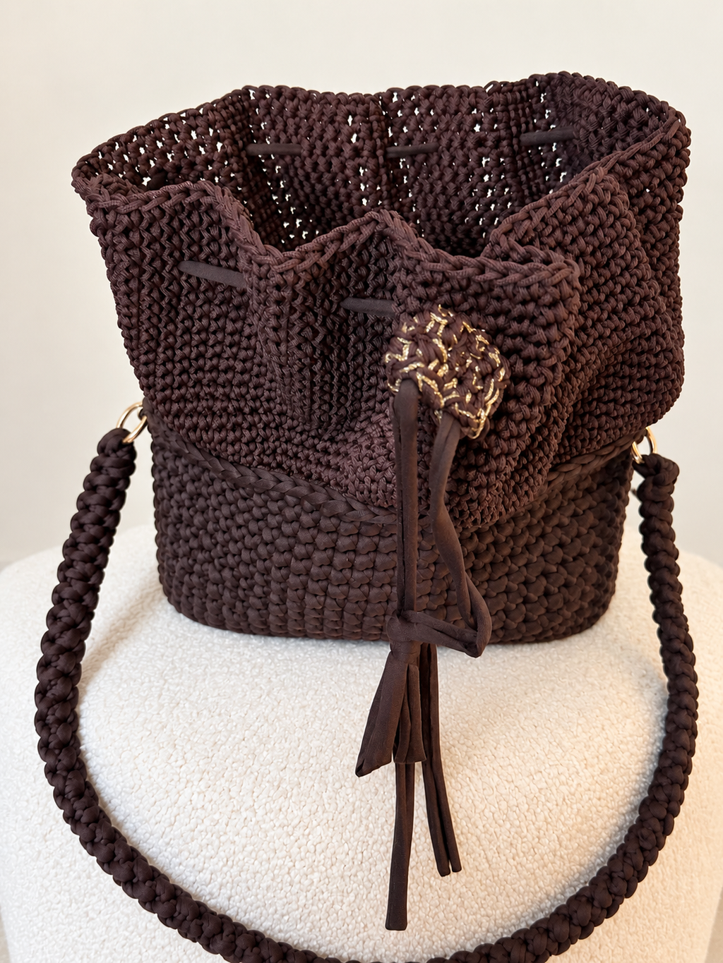 Borsa secchiello crochet doppia tessitura