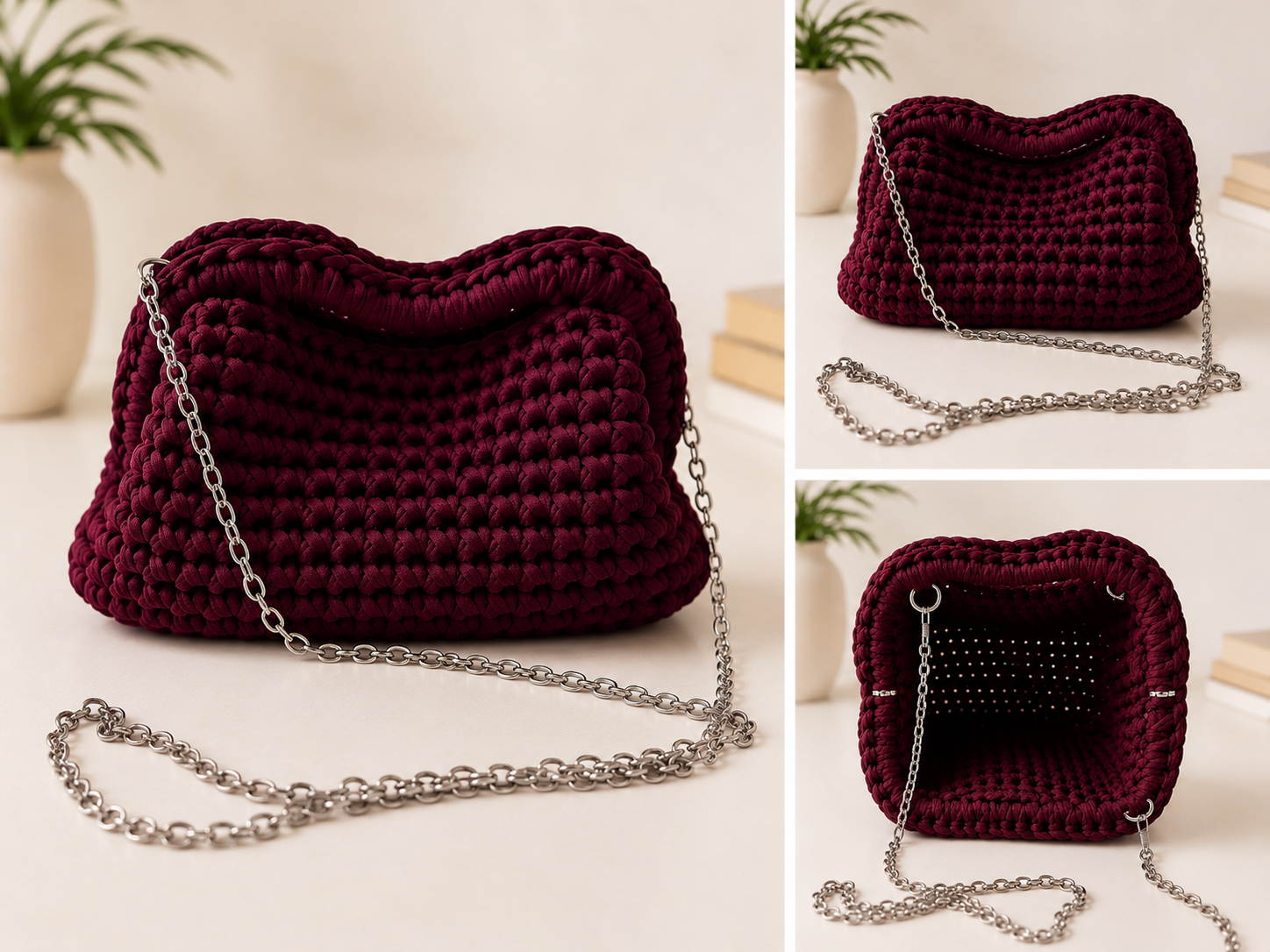 Clutch  Bordeaux con tracolla (Piccola)