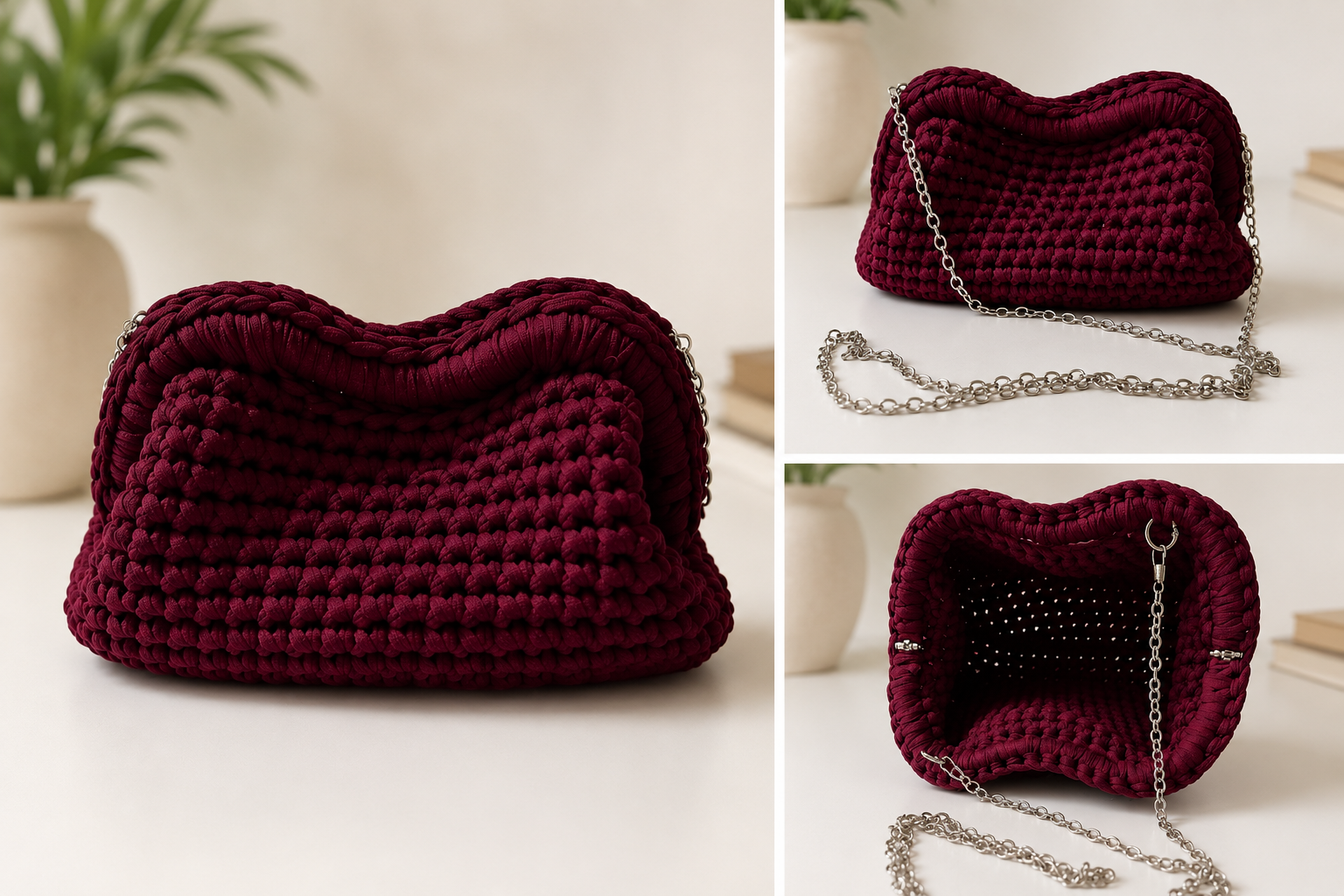 Clutch  Bordeaux con tracolla (Piccola)