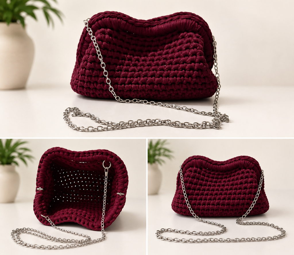 Clutch  Bordeaux con tracolla