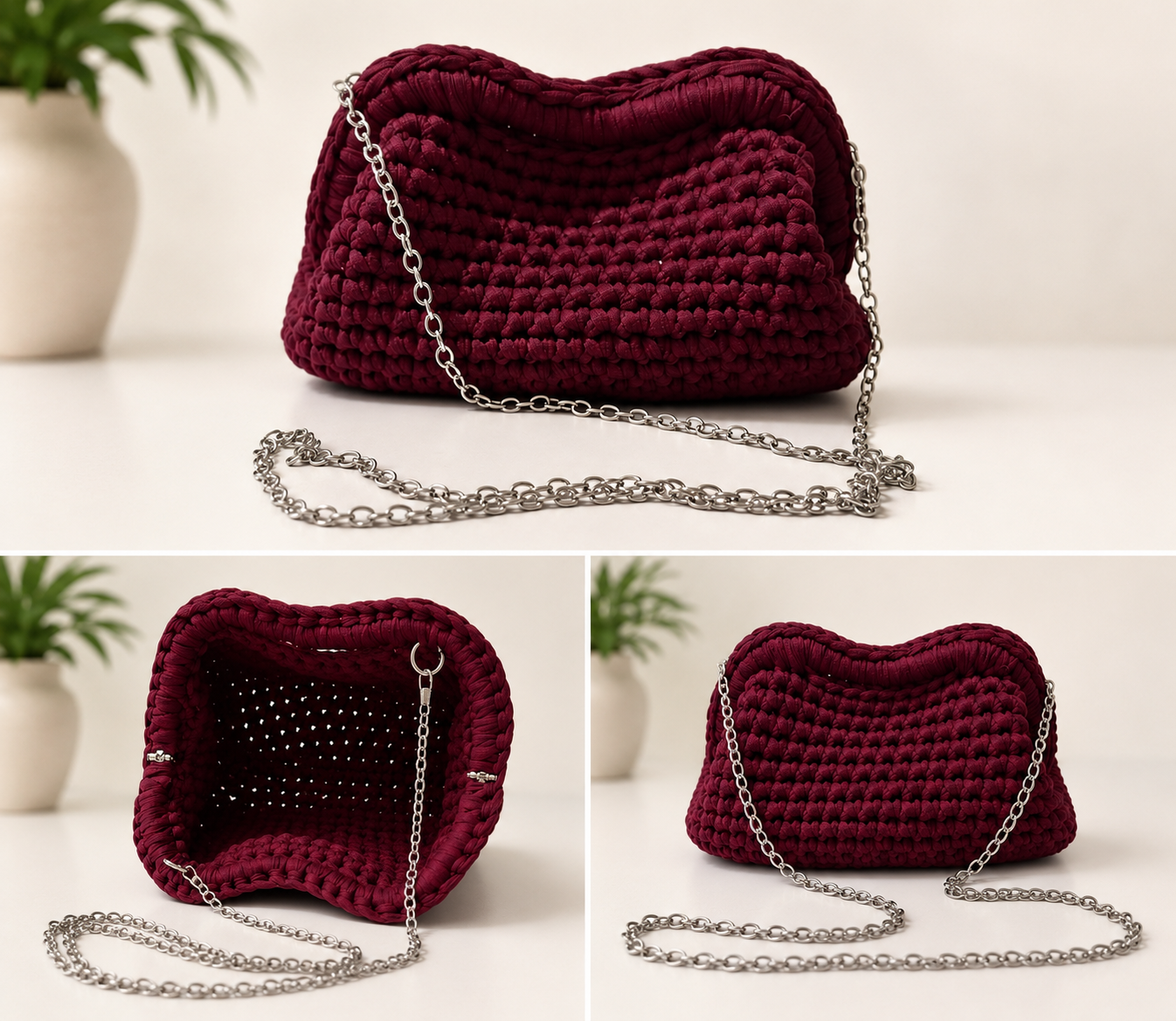 Clutch  Bordeaux con tracolla (Piccola)