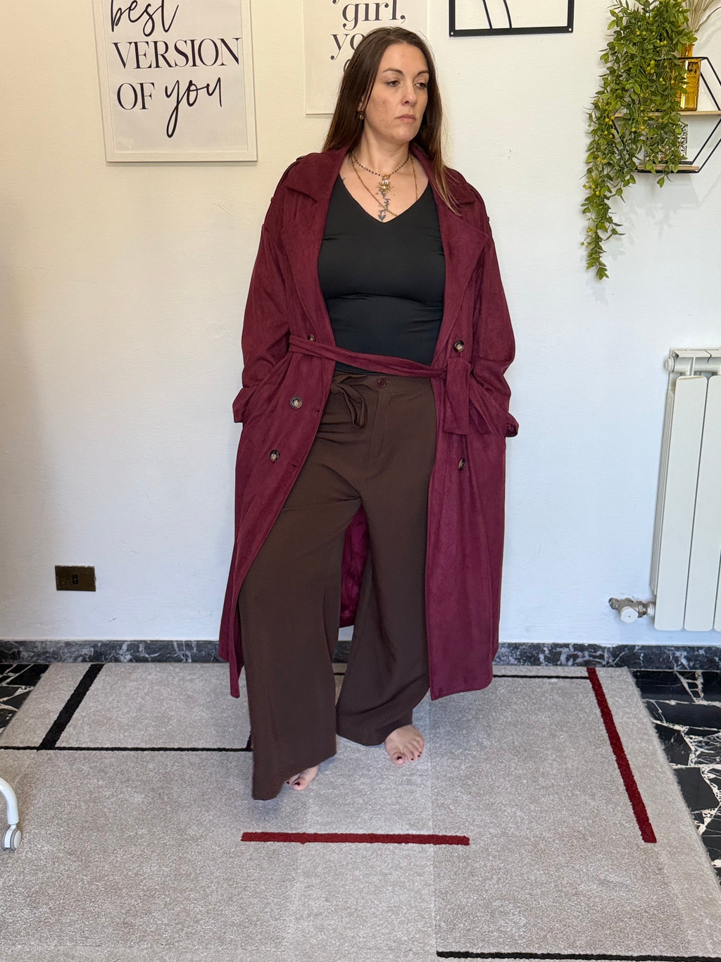 Trench Curvy Lungo con Fusciacca