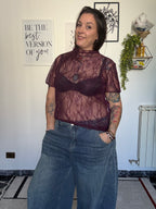 T-shirt in Pizzo Trasparente Curvy