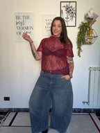 T-shirt in Pizzo Trasparente Curvy