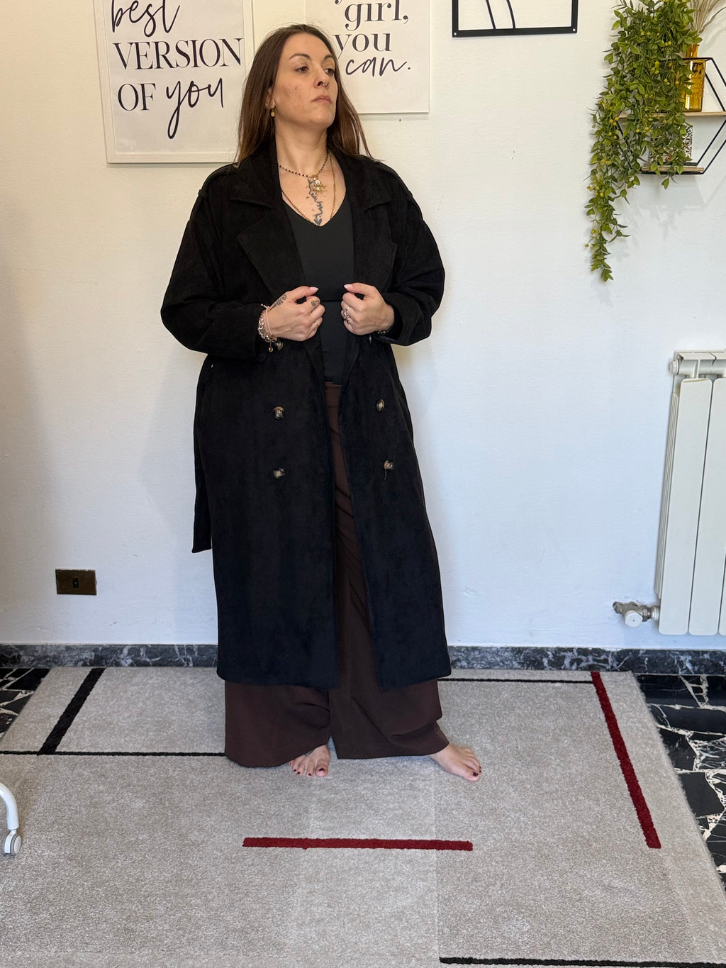Trench Curvy Lungo con Fusciacca