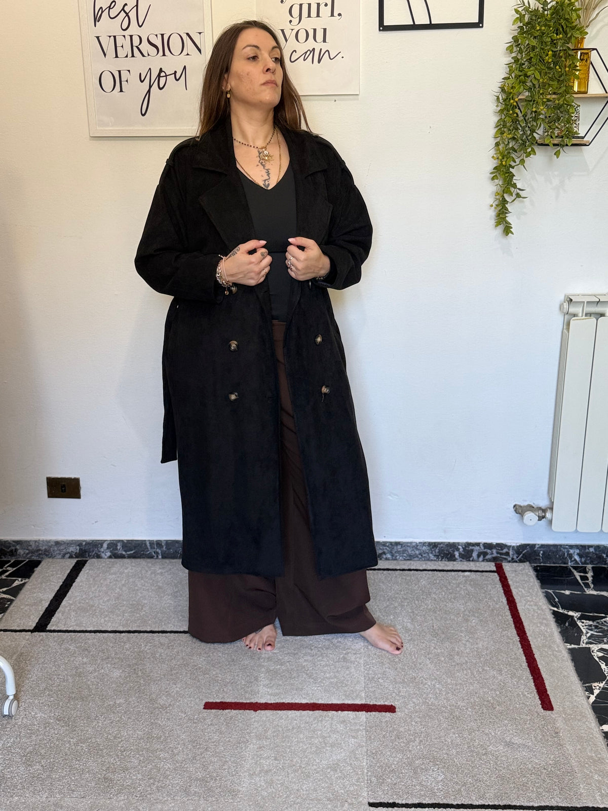 Trench Curvy Lungo con Fusciacca