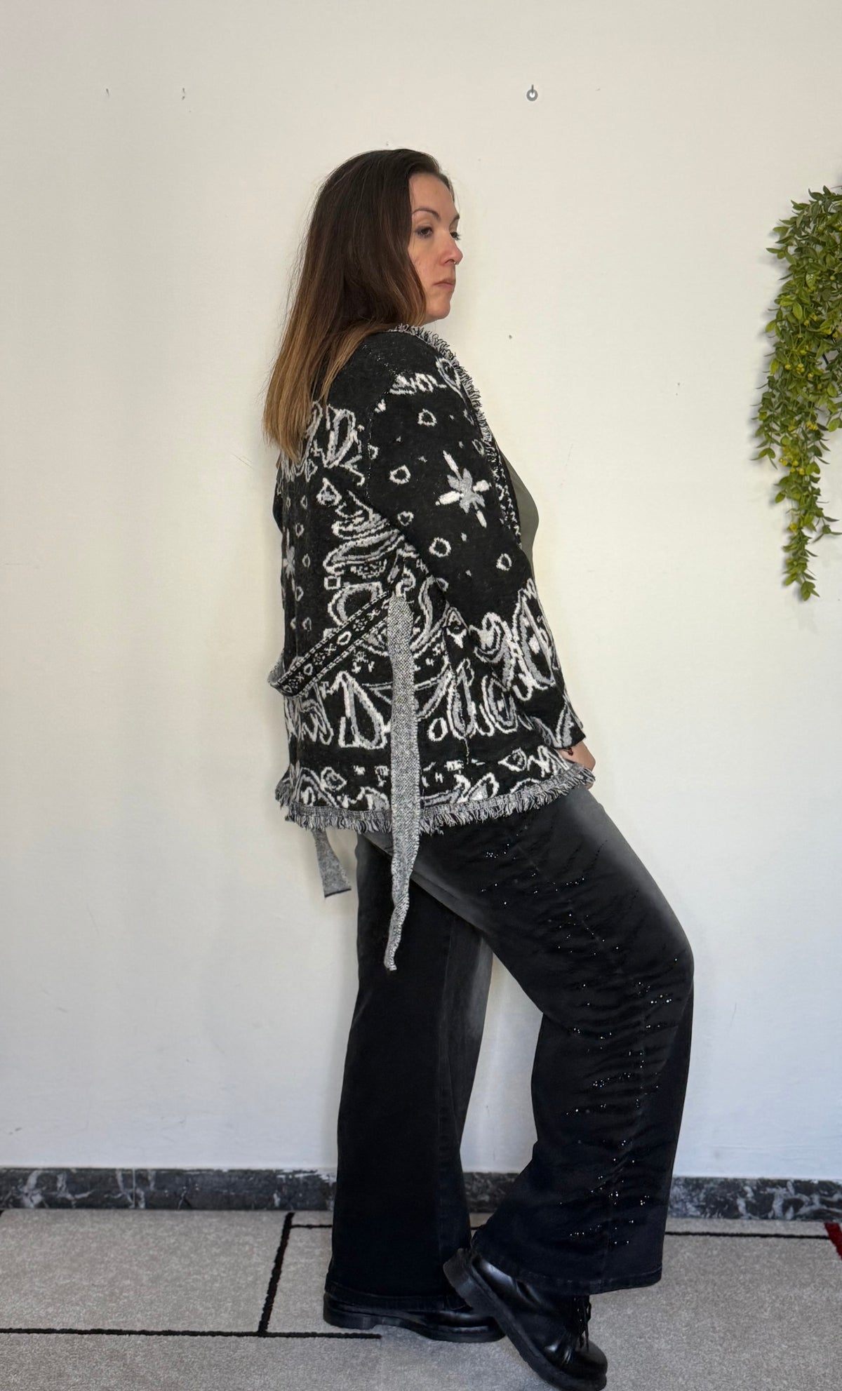 Cardigan "Indianino Folk" con Frange & Cintura