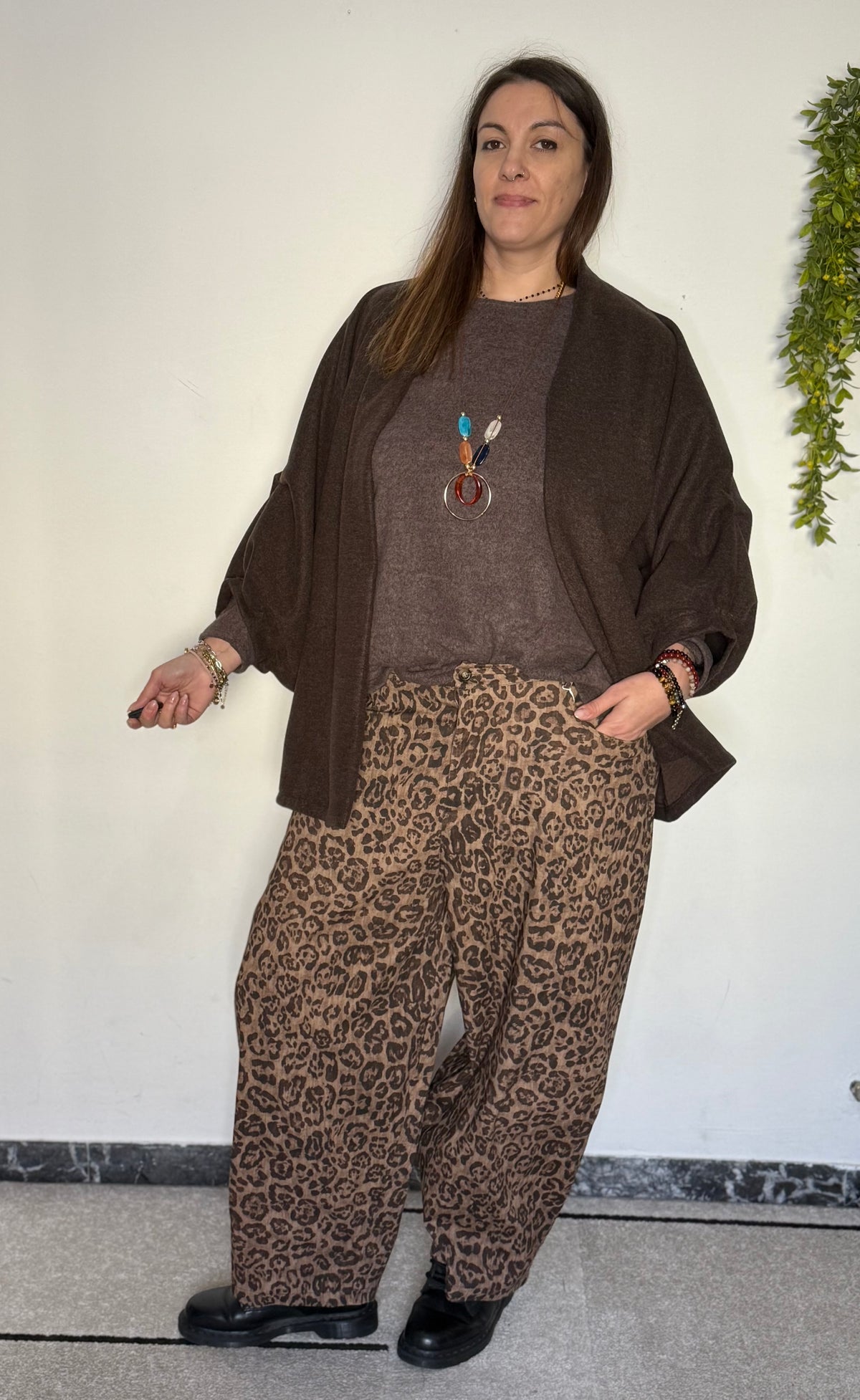 Pantalone Over "Grinta" Taglio Balloon (leopardato/mlitare)