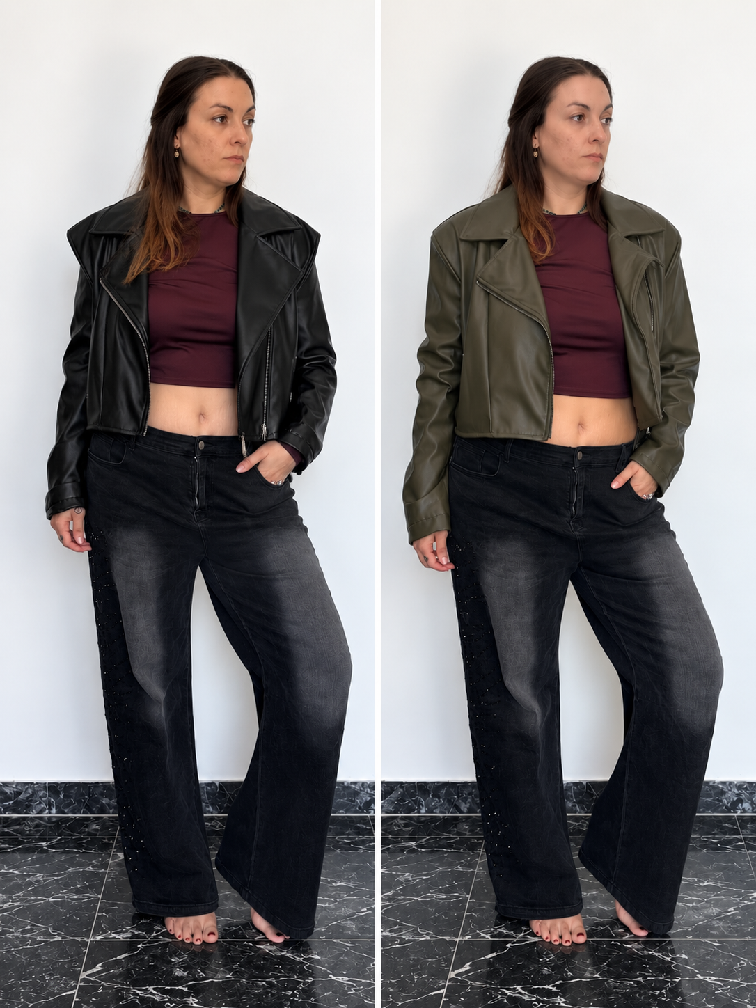 GIACCA BIKER IN ECOPELLE CURVY