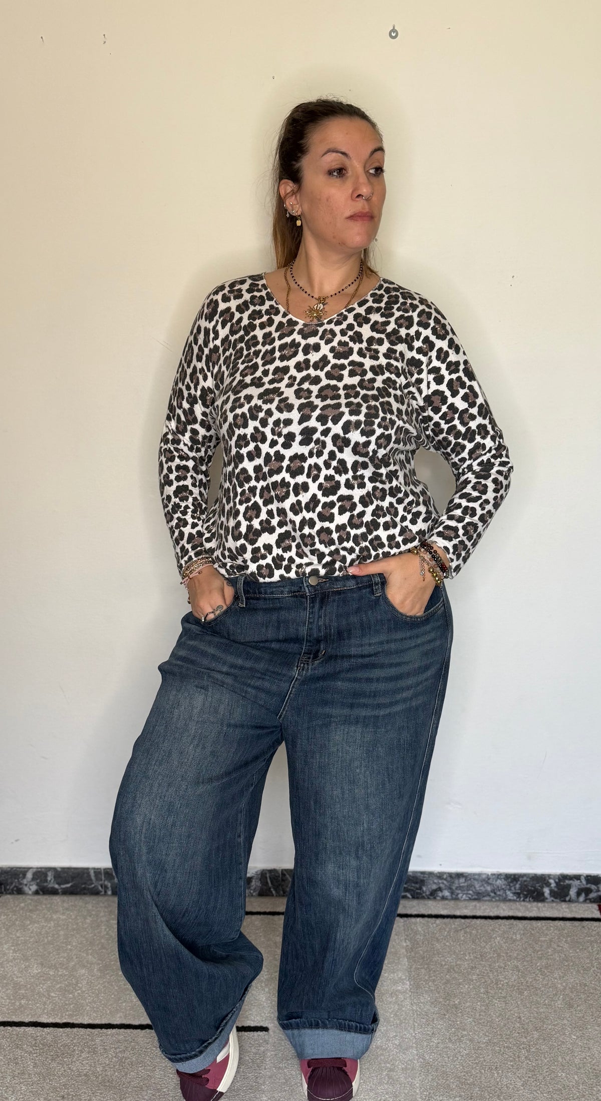 Maglia basic chic zebrata