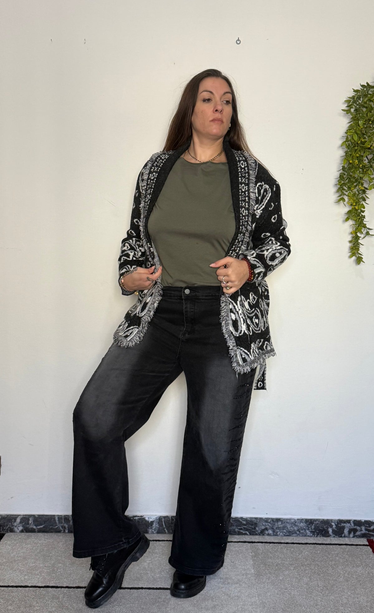 Cardigan "Indianino Folk" con Frange & Cintura