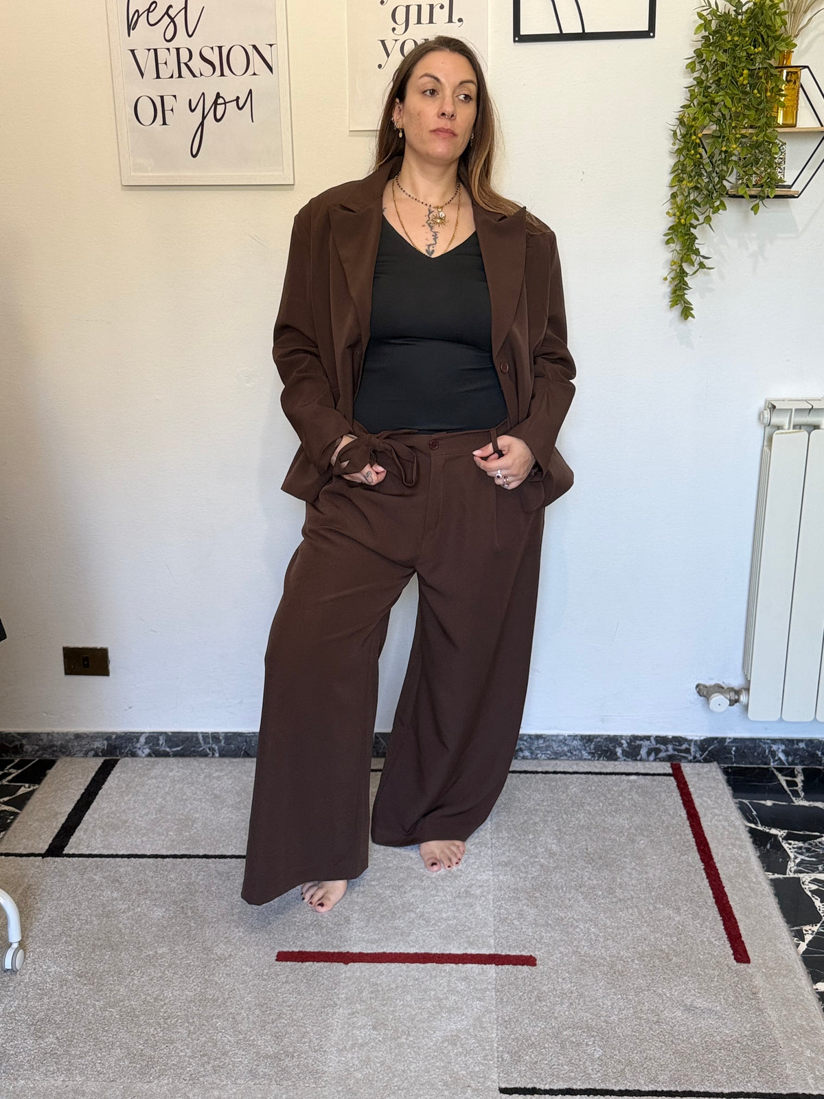 Blazer Curvy Monopetto con Manica Arricciata