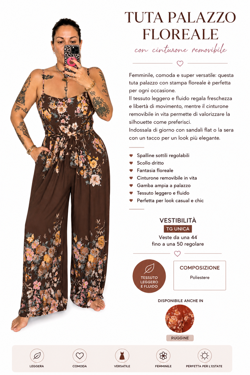 Tutina Floreale con Cintura (Slim)