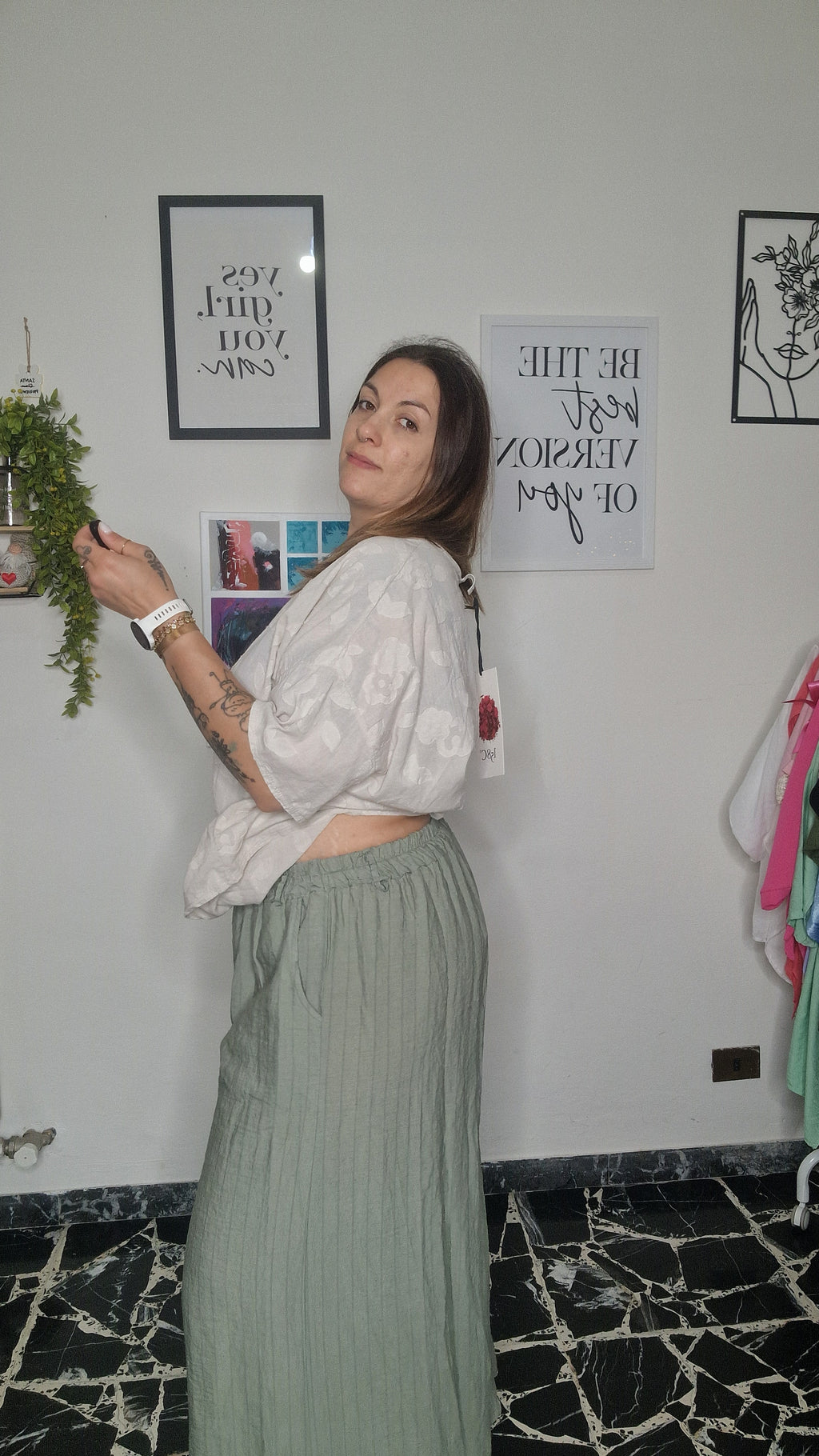 Pantalone Palazzo Finto Gessato – Curvy Fit