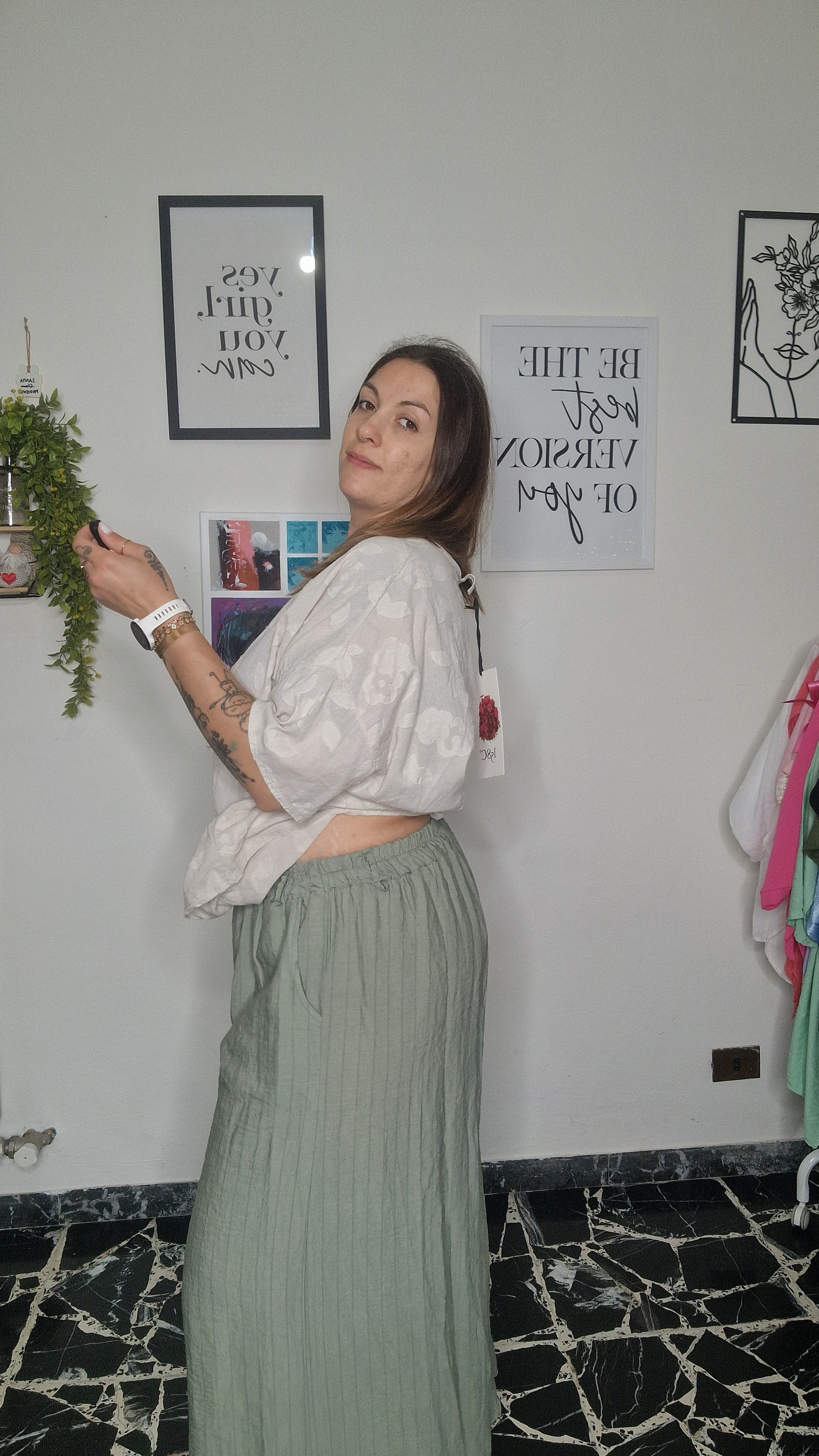 Pantalone Palazzo Finto Gessato – Curvy Fit