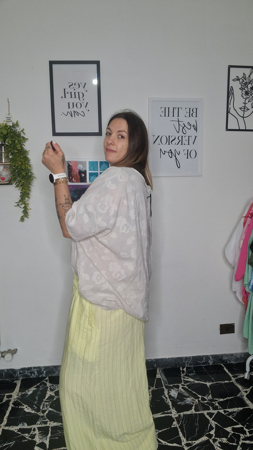 Pantalone Palazzo Finto Gessato – Curvy Fit