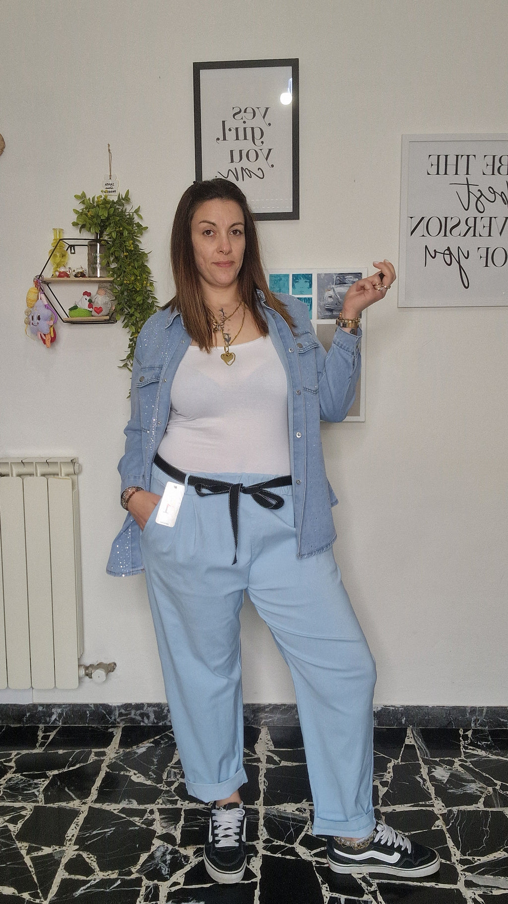 Pantacarrot curvy con cinta nera