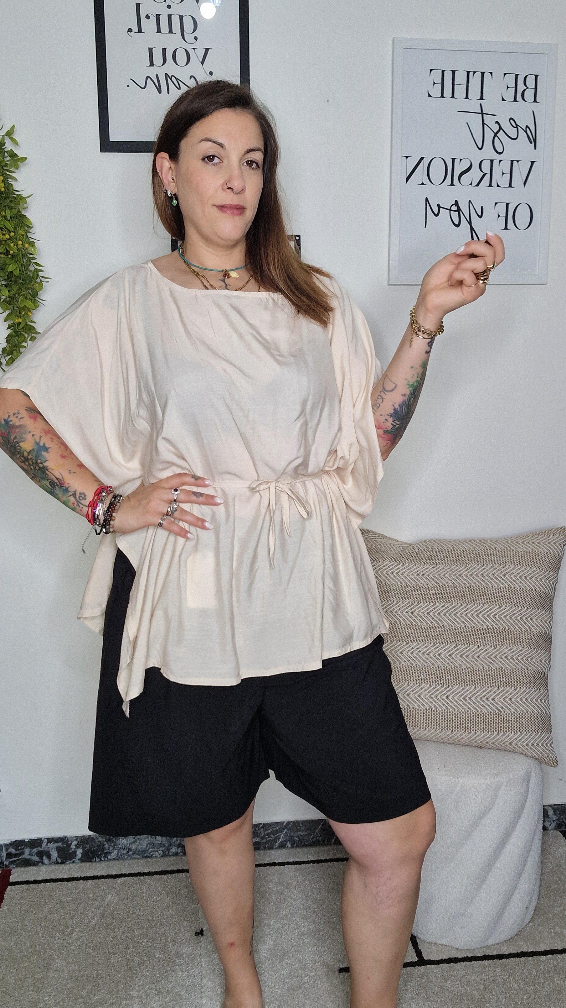 BLUSA MANTELLINA CON LACCETTO Curvy