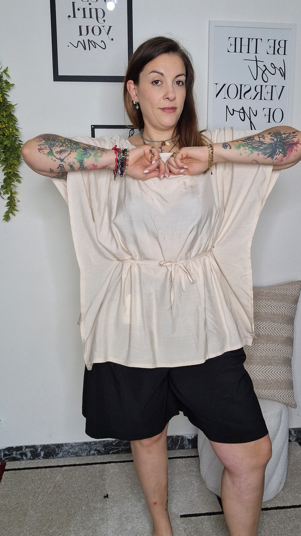 BLUSA MANTELLINA CON LACCETTO Curvy